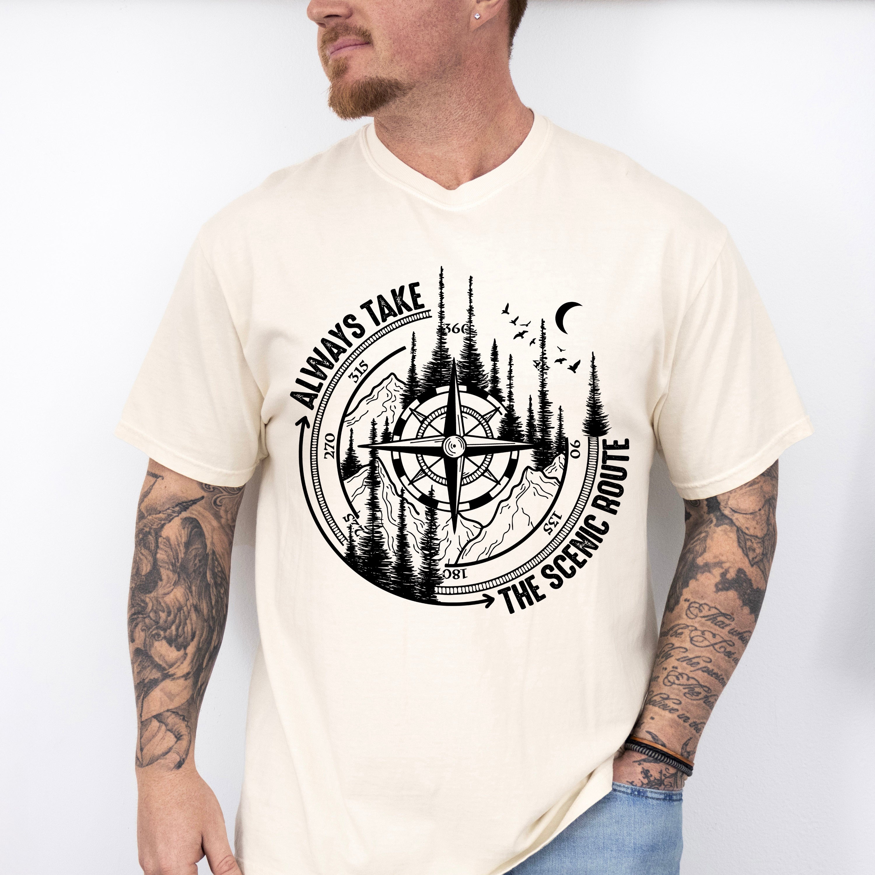 Always Take The Scenic Route Design - Outdoor Unisex Crewneck T-Shirt Sweatshirt Hoodie