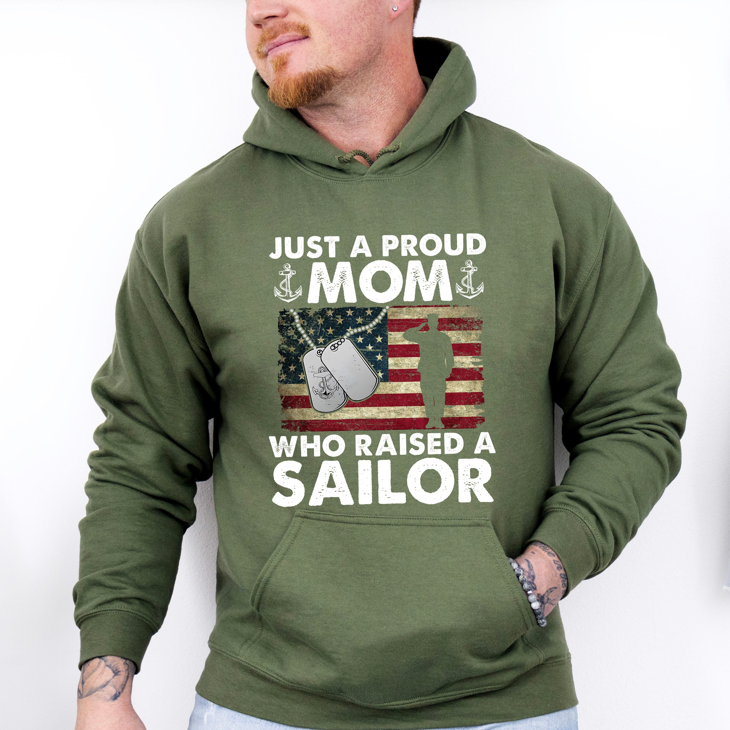 Just A Proud Mom Who Raised A Sailor - Military Unisex Crewneck T-Shirt Sweatshirt Hoodie