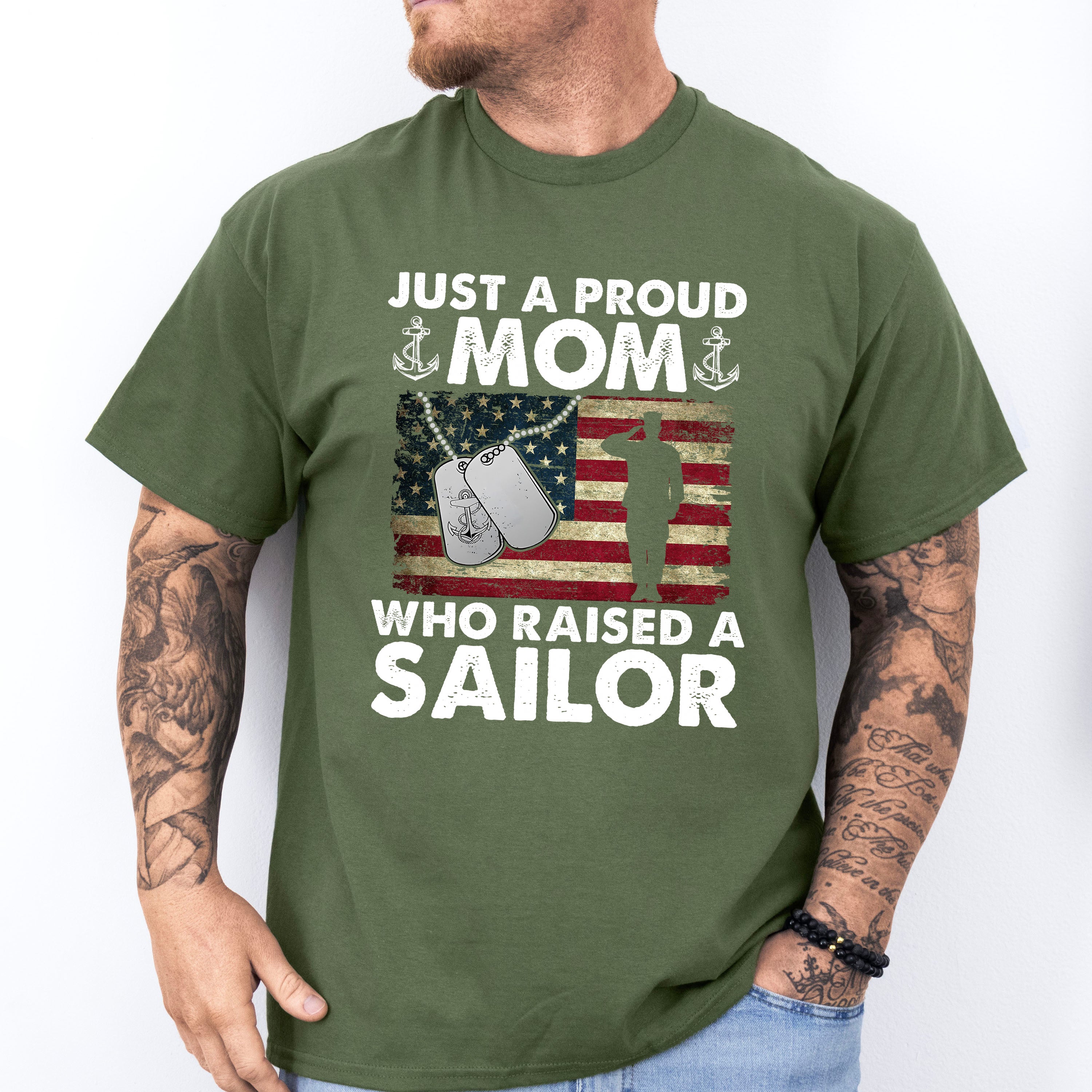 Just A Proud Mom Who Raised A Sailor - Military Unisex Crewneck T-Shirt Sweatshirt Hoodie