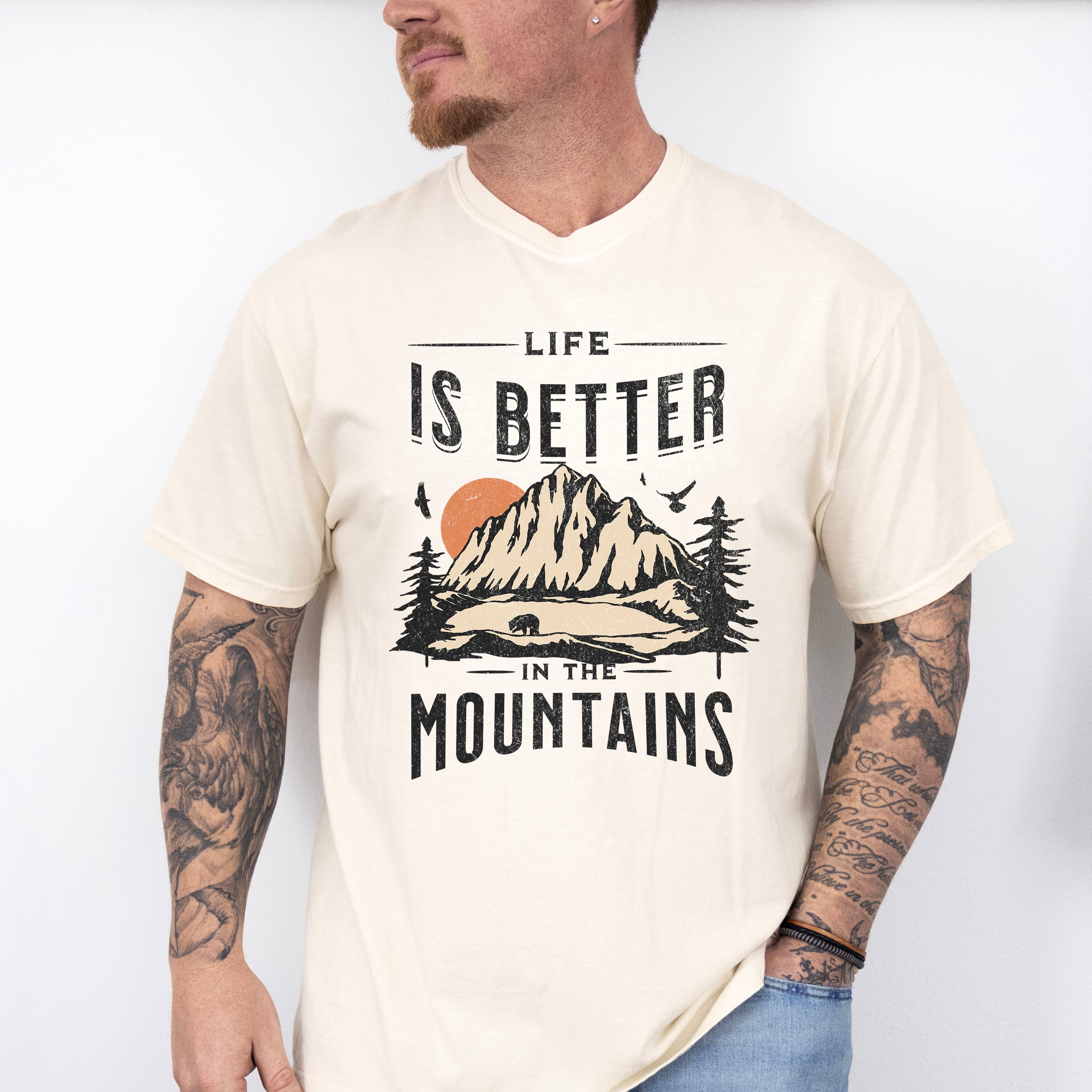 Life Is Better In The Mountains Design - Outdoor Unisex Crewneck T-Shirt Sweatshirt Hoodie