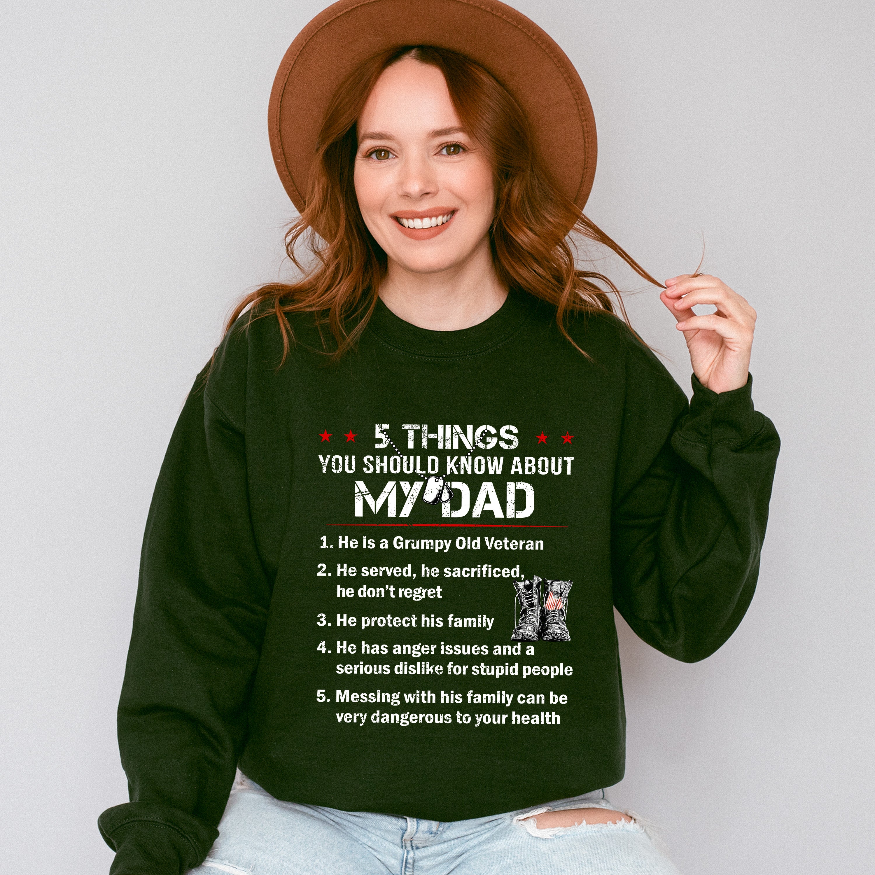 Things You Should Know About My Dad - Military Unisex Crewneck T-Shirt Sweatshirt Hoodie