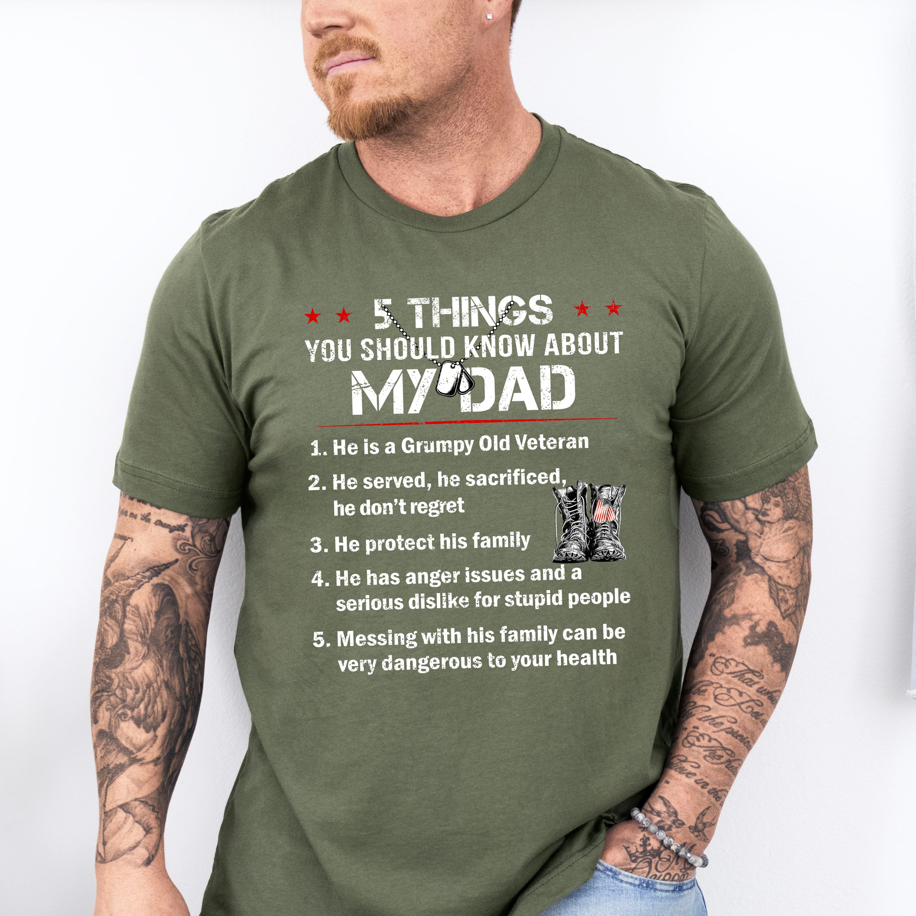 Things You Should Know About My Dad - Military Unisex Crewneck T-Shirt Sweatshirt Hoodie