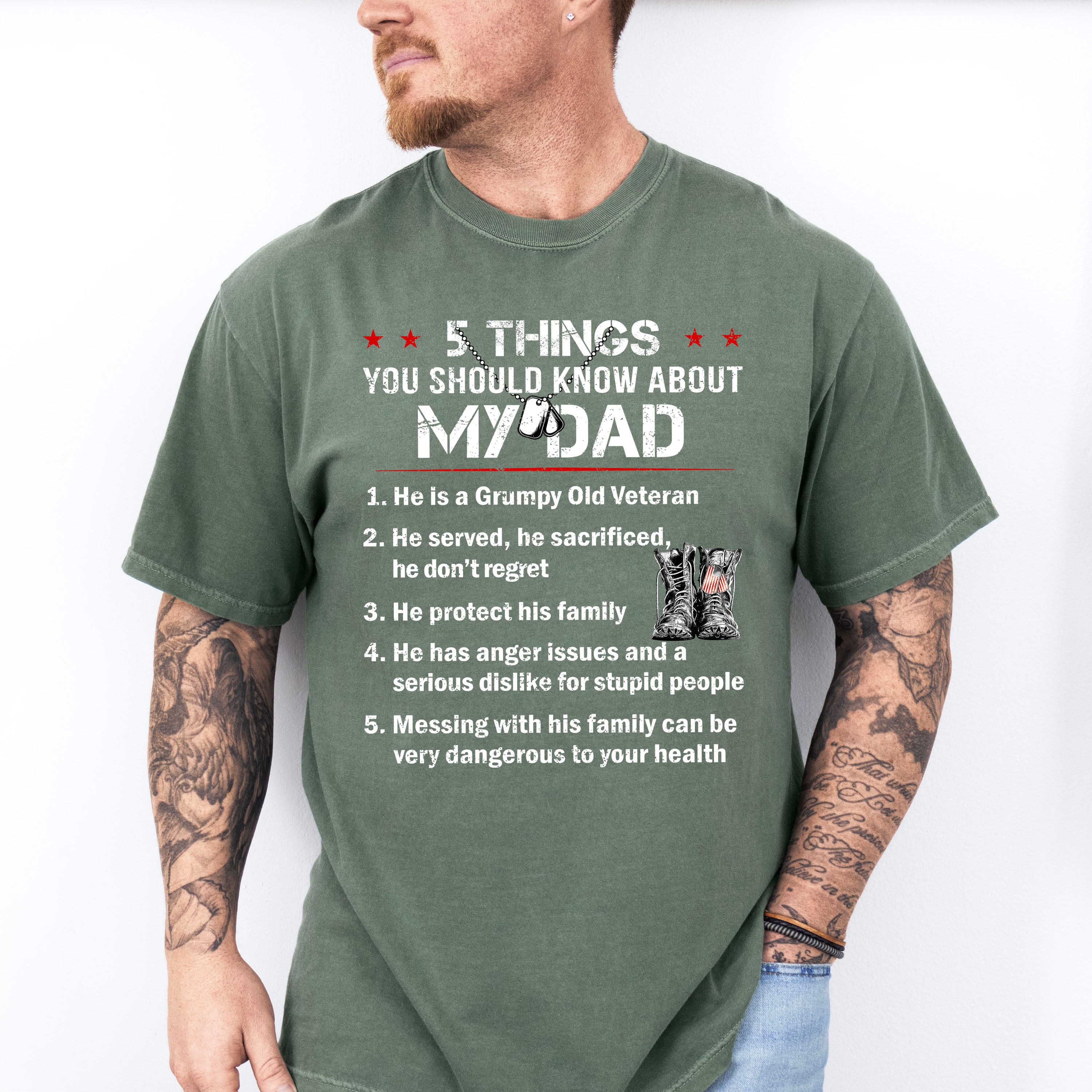 Things You Should Know About My Dad - Military Unisex Crewneck T-Shirt Sweatshirt Hoodie
