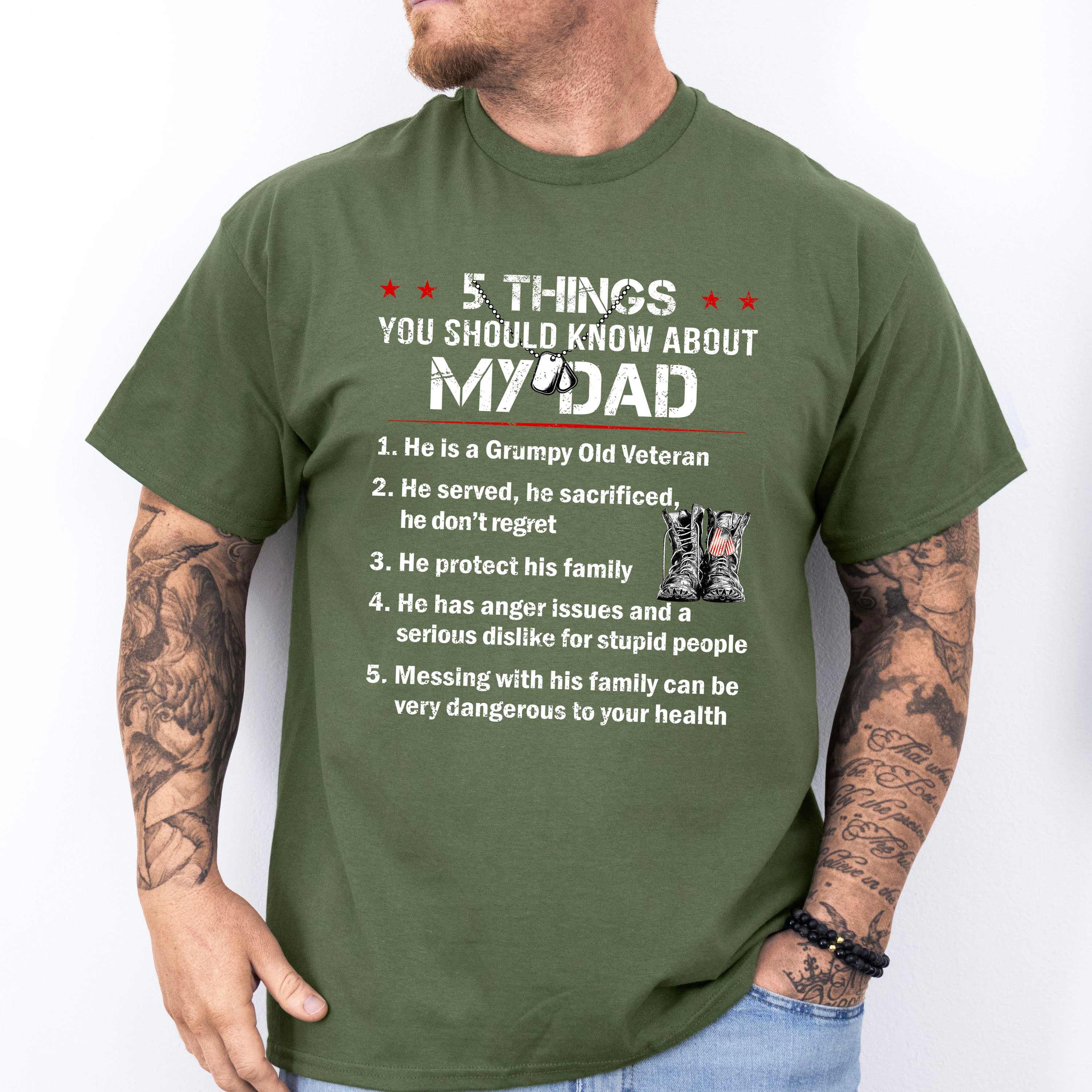 Things You Should Know About My Dad - Military Unisex Crewneck T-Shirt Sweatshirt Hoodie