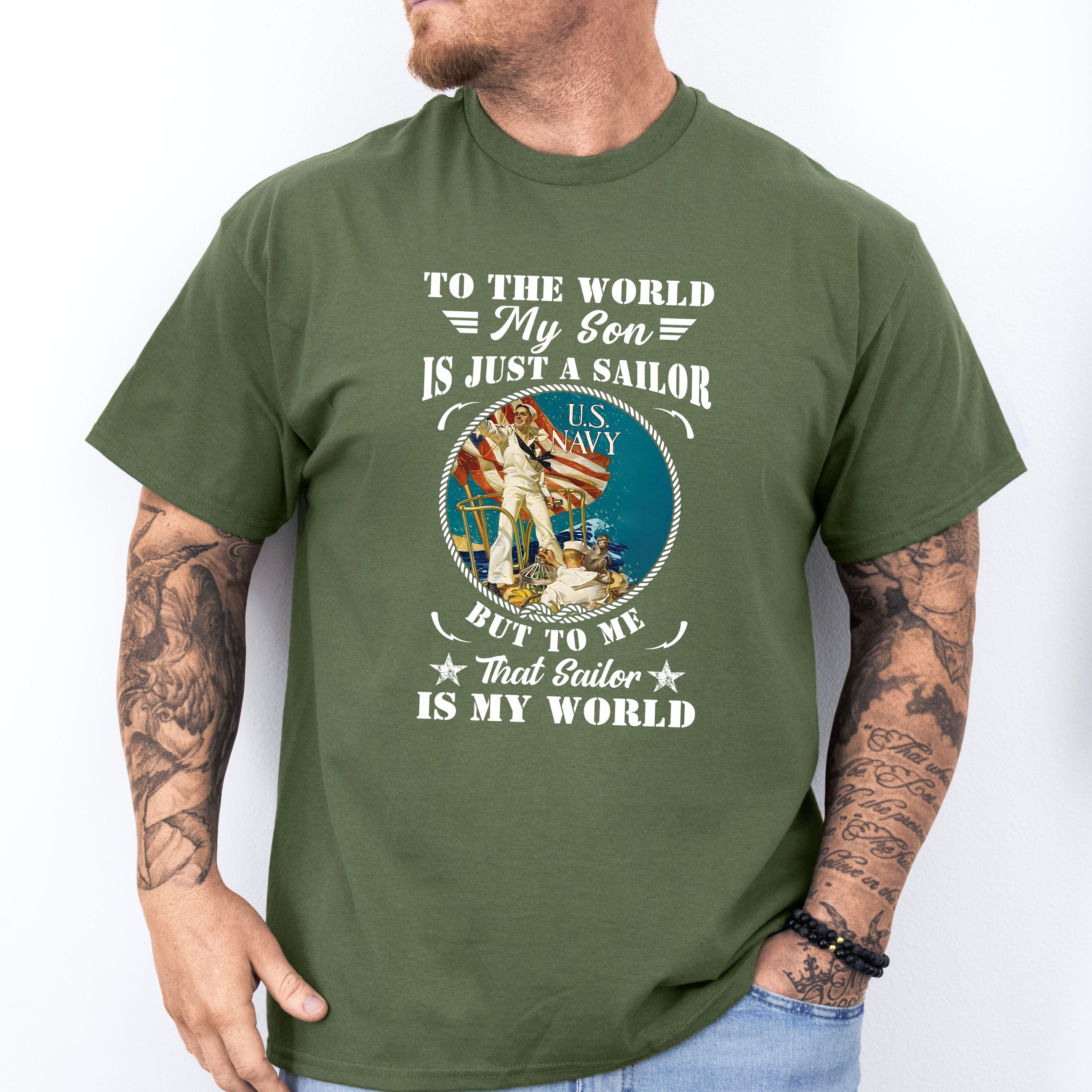 To The World My Son Is Just A Sailor - Military Unisex Crewneck T-Shirt Sweatshirt Hoodie