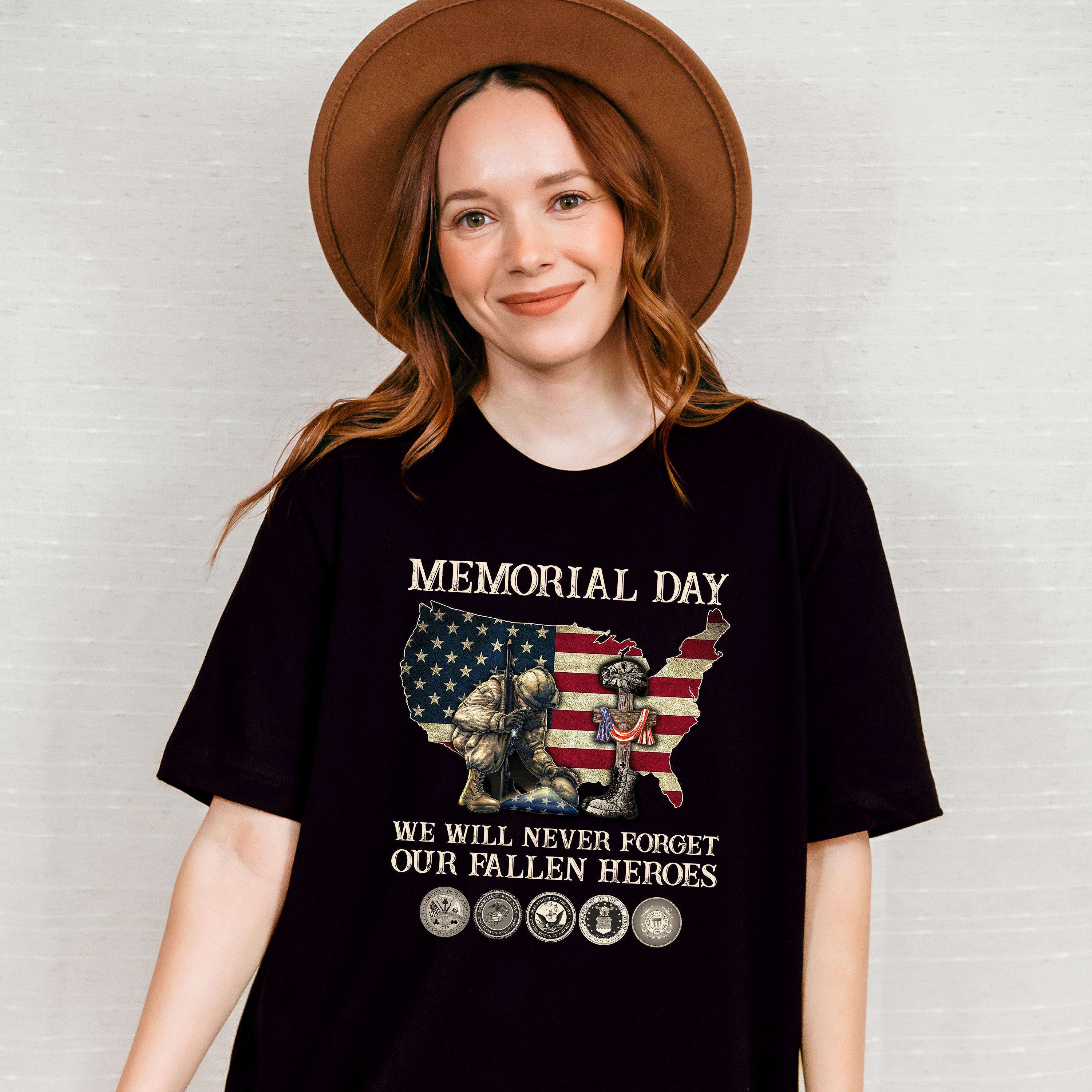 Memorial Day We Will Never Forget - Military Unisex Crewneck T-Shirt Sweatshirt Hoodie