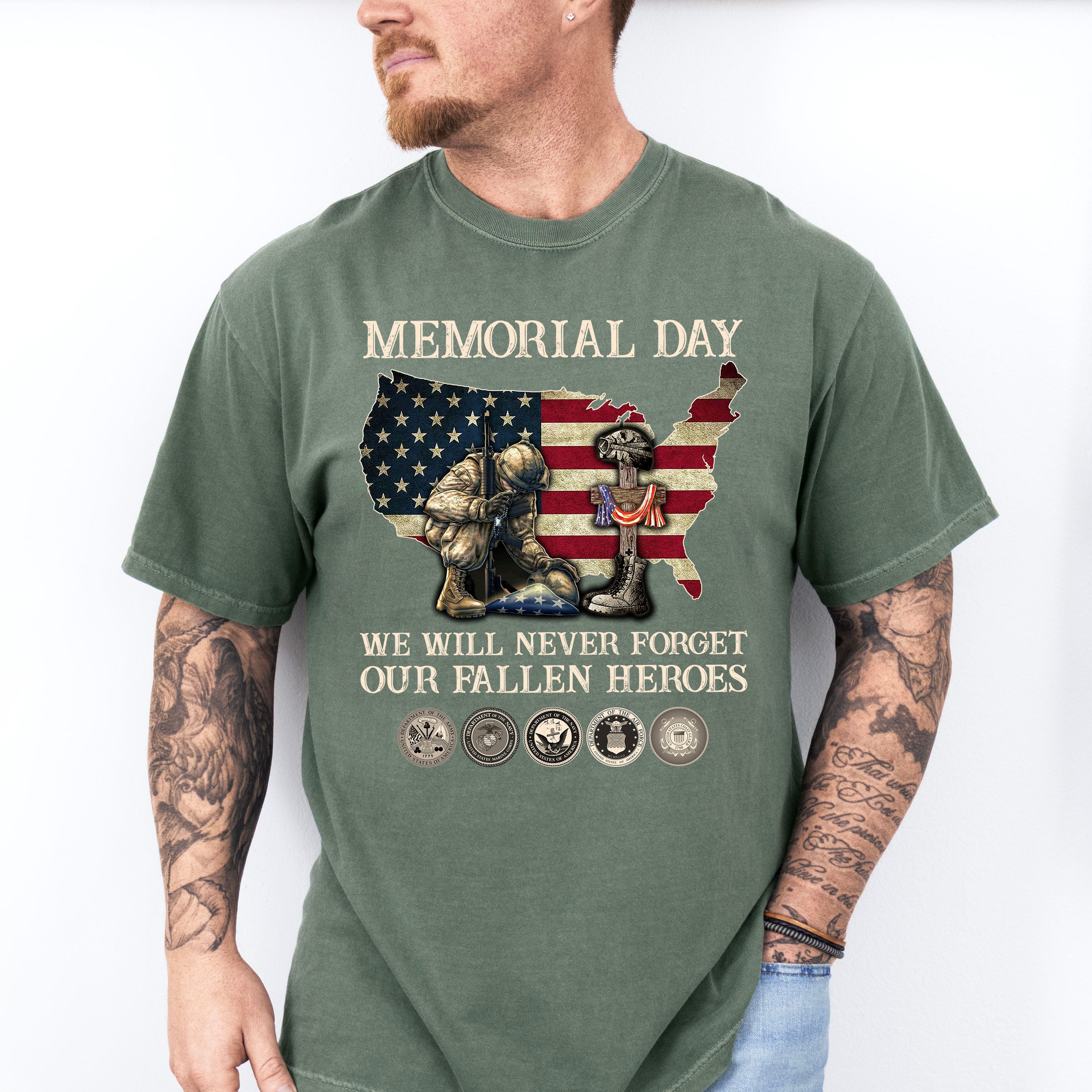 Memorial Day We Will Never Forget - Military Unisex Crewneck T-Shirt Sweatshirt Hoodie