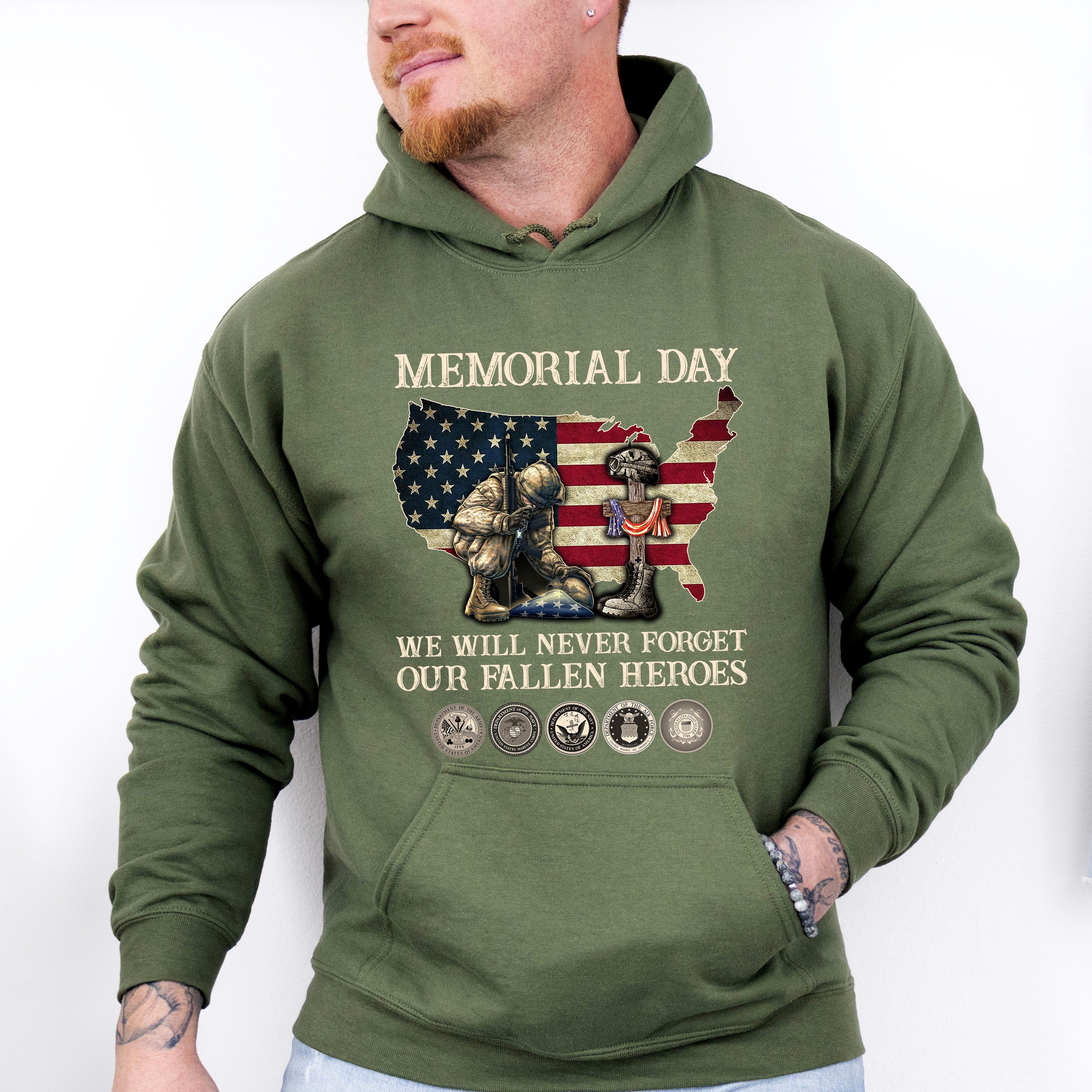 Memorial Day We Will Never Forget - Military Unisex Crewneck T-Shirt Sweatshirt Hoodie