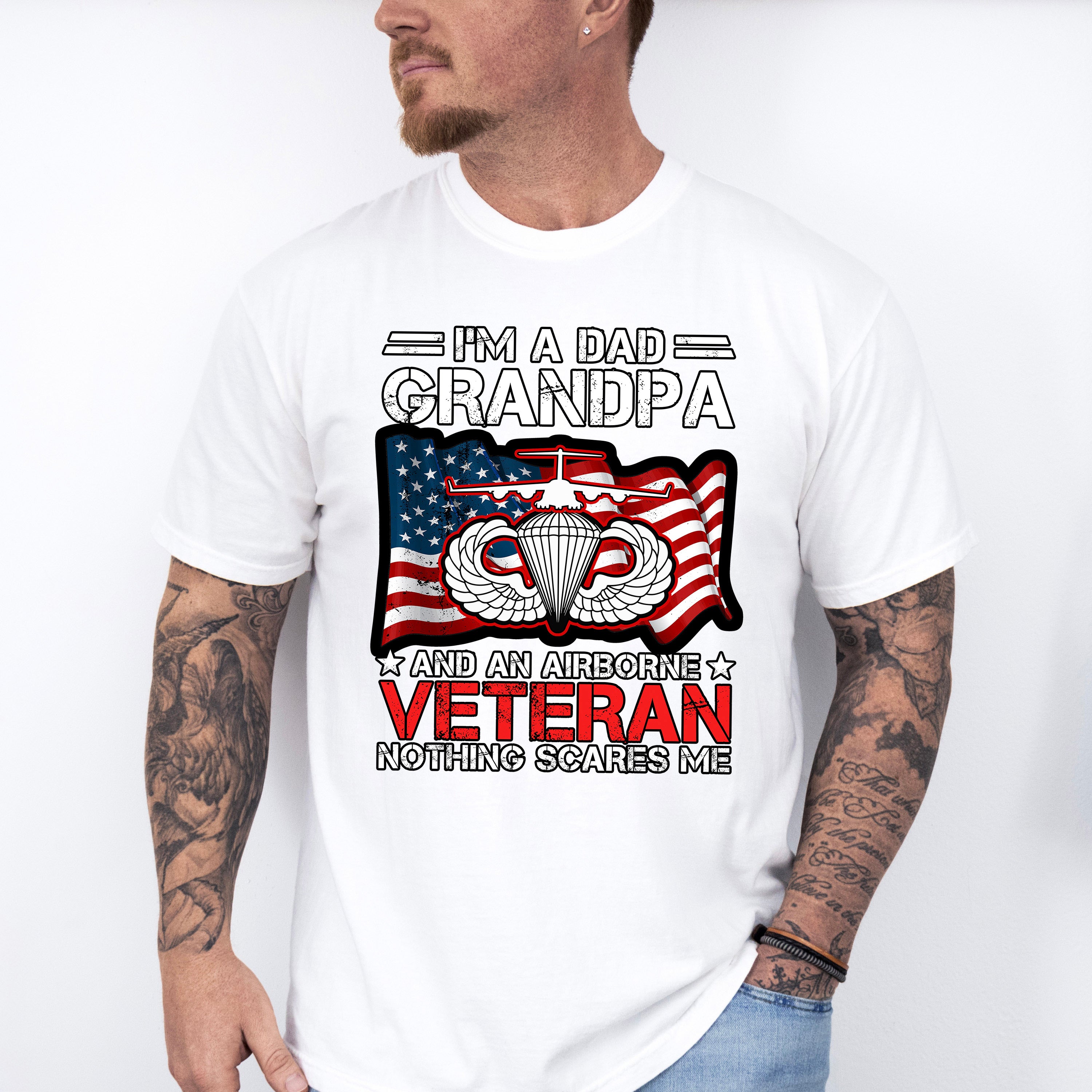 I'm A Dad Grandpa And An Airborne Veteran - Military Unisex Crewneck T-Shirt Sweatshirt Hoodie