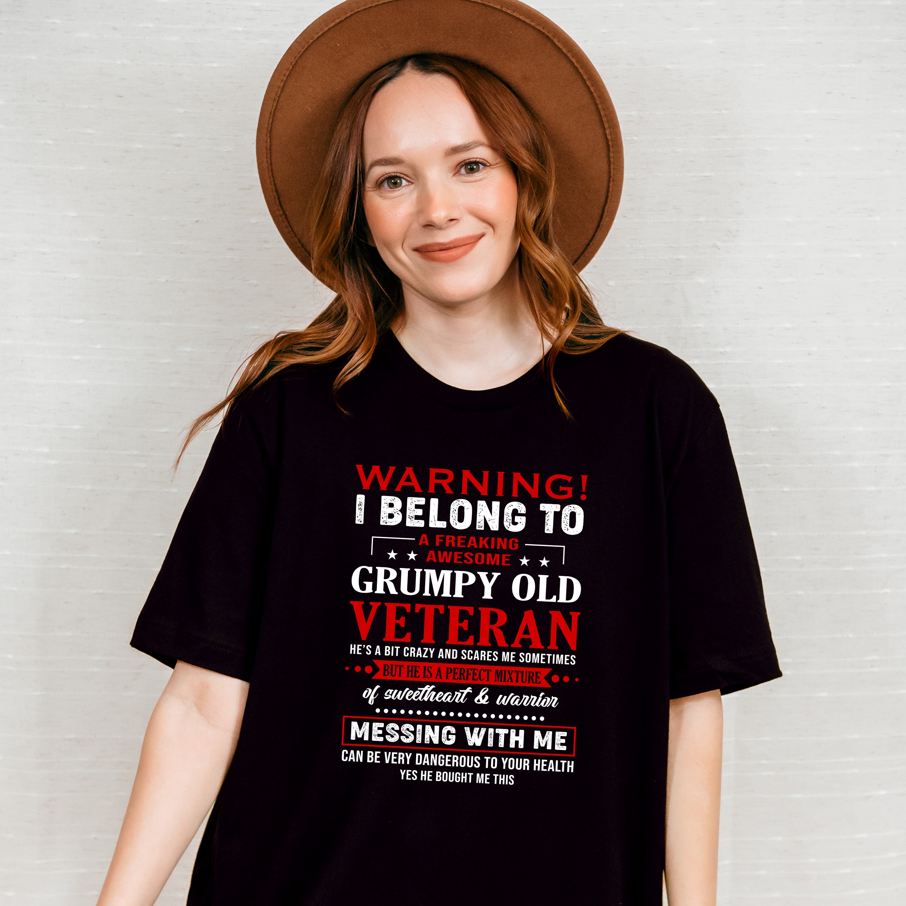 I Belong To A Freaking Awesome Grumpy Old Veteran - Military Unisex Crewneck T-Shirt Sweatshirt Hoodie