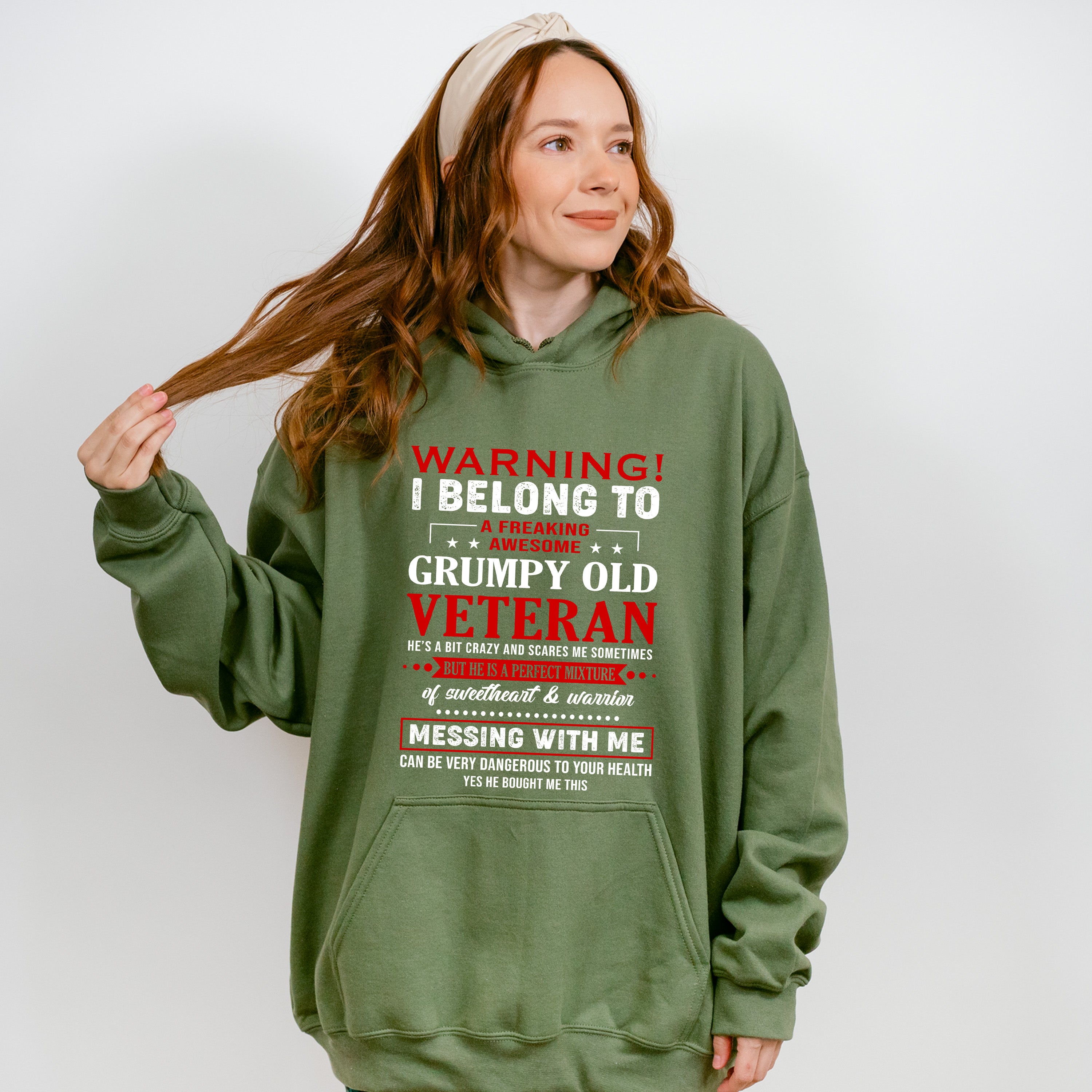 I Belong To A Freaking Awesome Grumpy Old Veteran - Military Unisex Crewneck T-Shirt Sweatshirt Hoodie