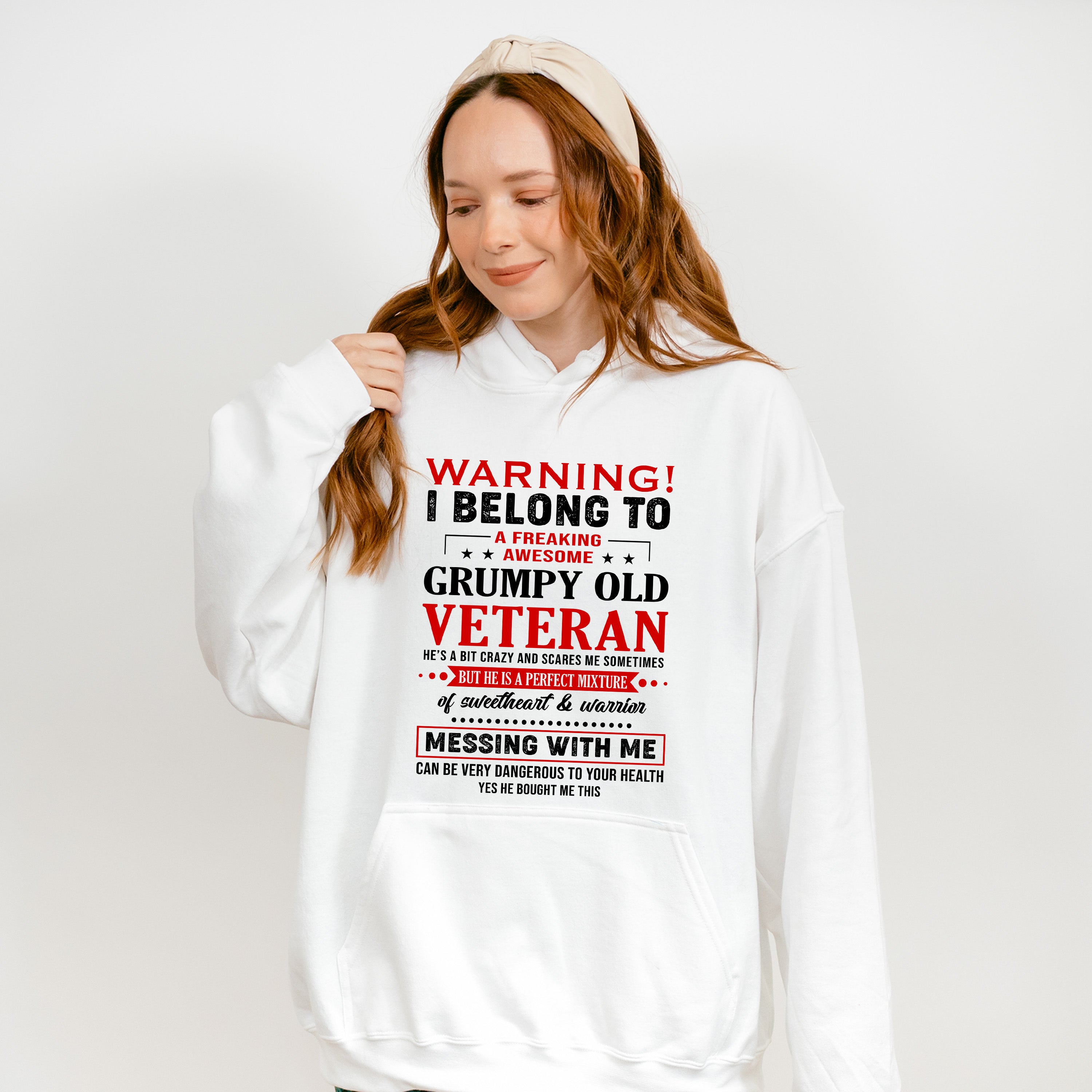 I Belong To A Freaking Awesome Grumpy Old Veteran - Military Unisex Crewneck T-Shirt Sweatshirt Hoodie