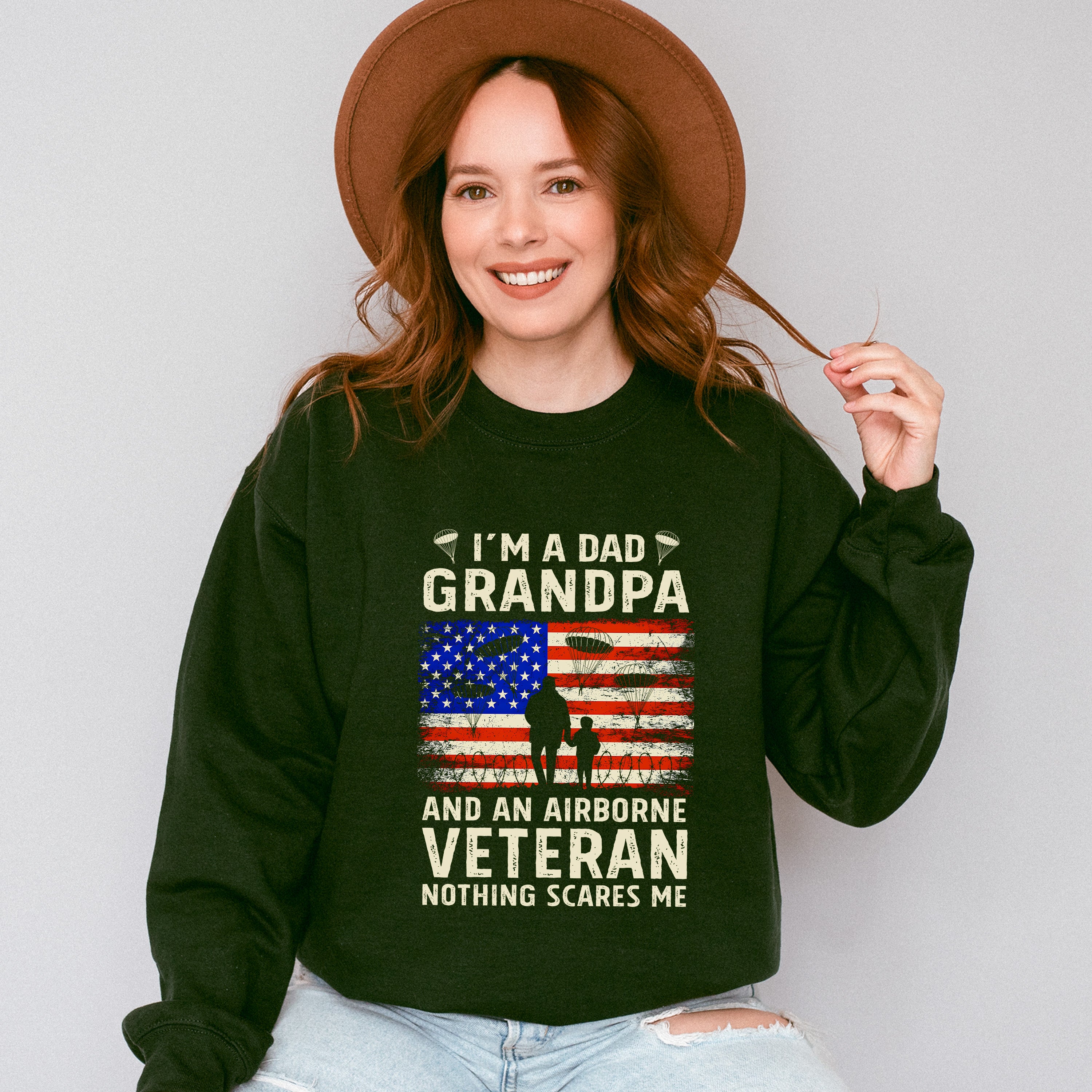 I'm A Grandpa And An Airborne Veteran Nothing Scares Me - Military Unisex Crewneck T-Shirt Sweatshirt Hoodie