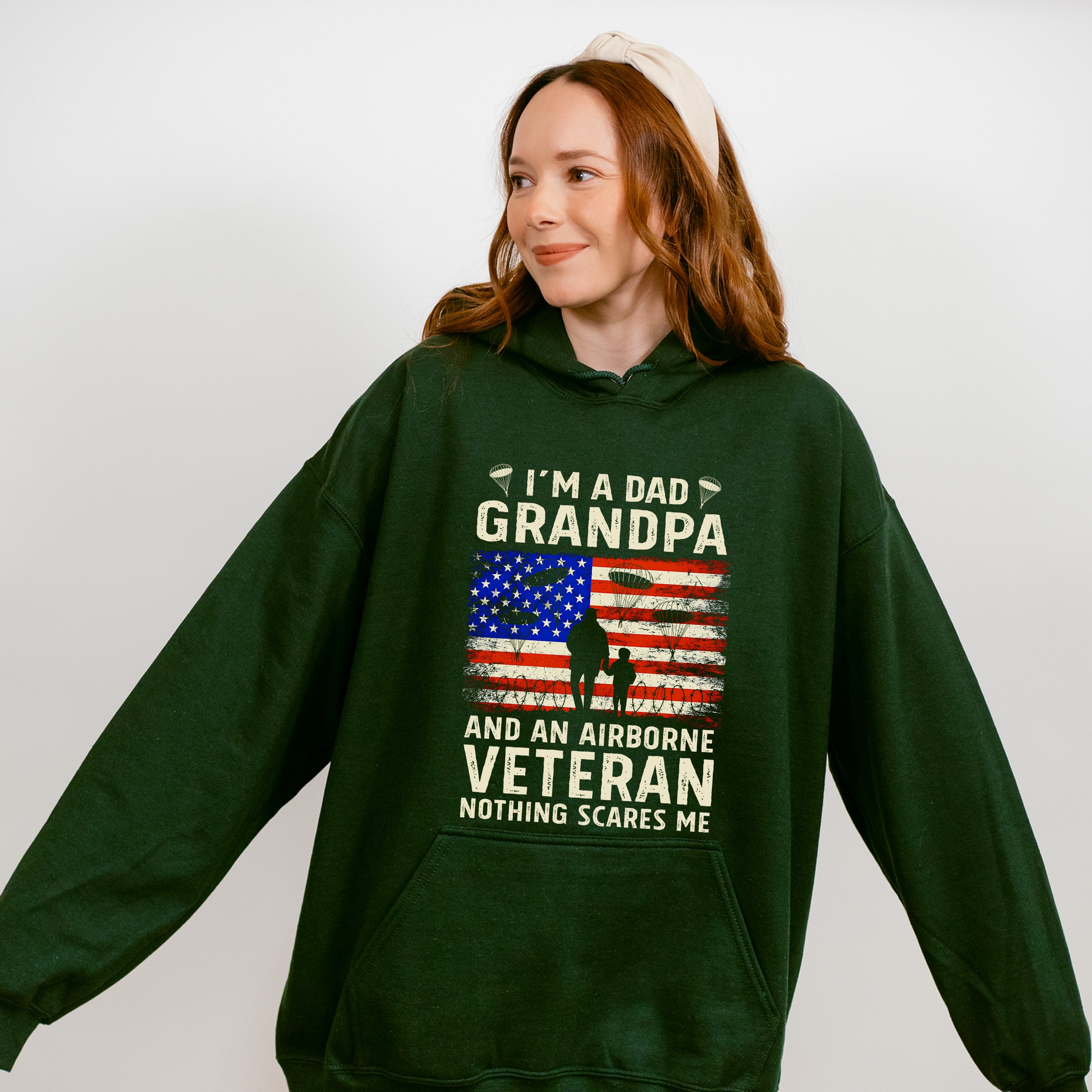 I'm A Grandpa And An Airborne Veteran Nothing Scares Me - Military Unisex Crewneck T-Shirt Sweatshirt Hoodie