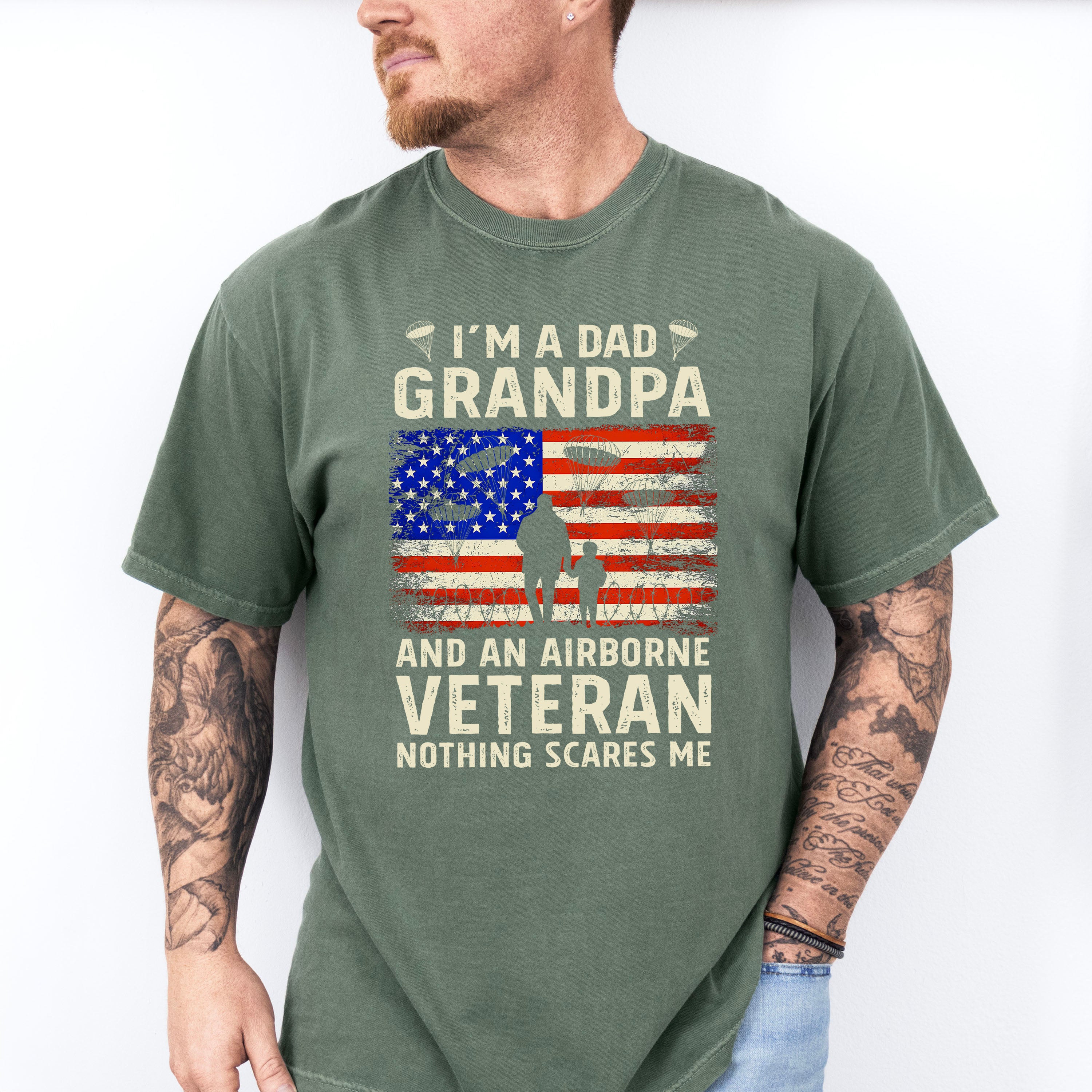 I'm A Grandpa And An Airborne Veteran Nothing Scares Me - Military Unisex Crewneck T-Shirt Sweatshirt Hoodie