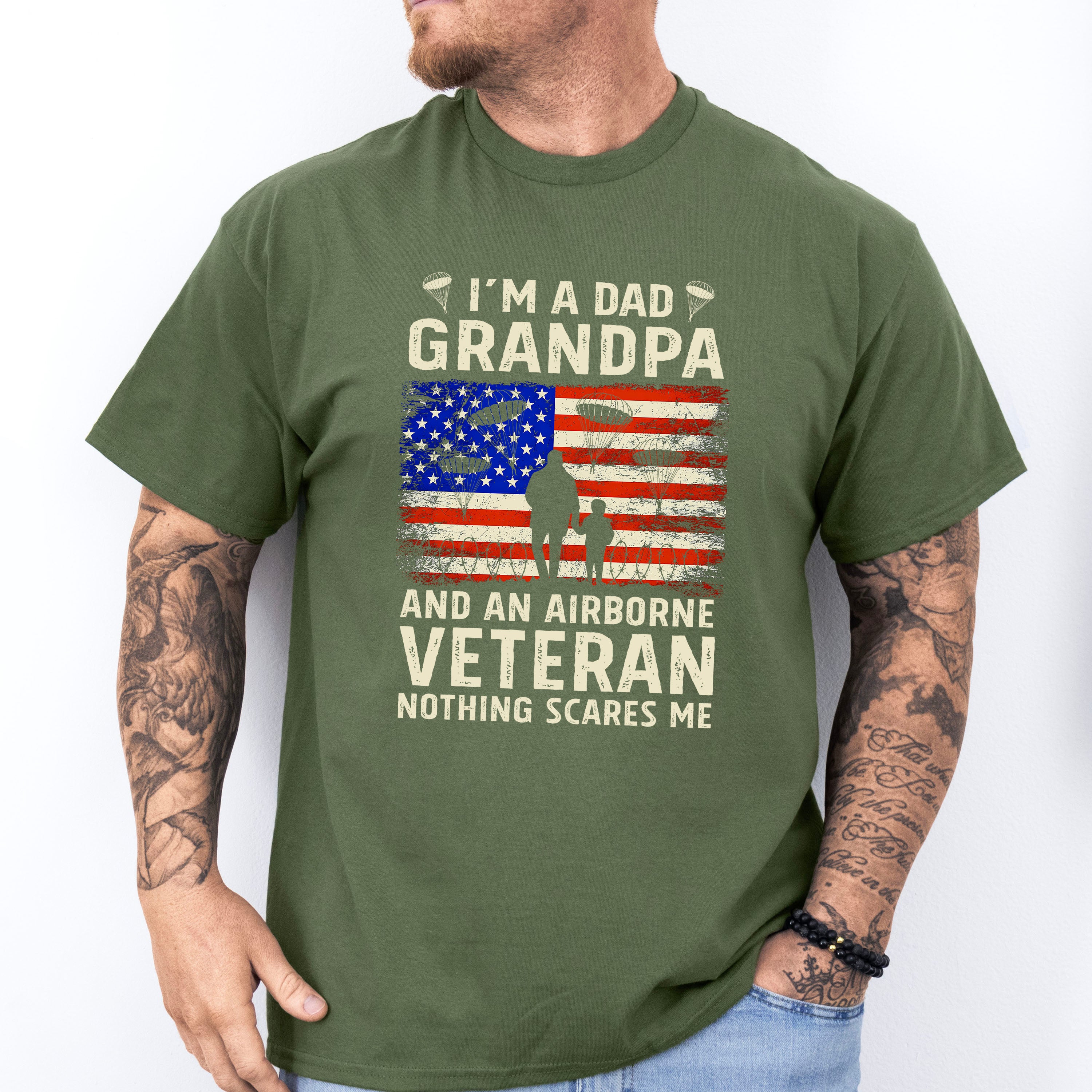 I'm A Grandpa And An Airborne Veteran Nothing Scares Me - Military Unisex Crewneck T-Shirt Sweatshirt Hoodie