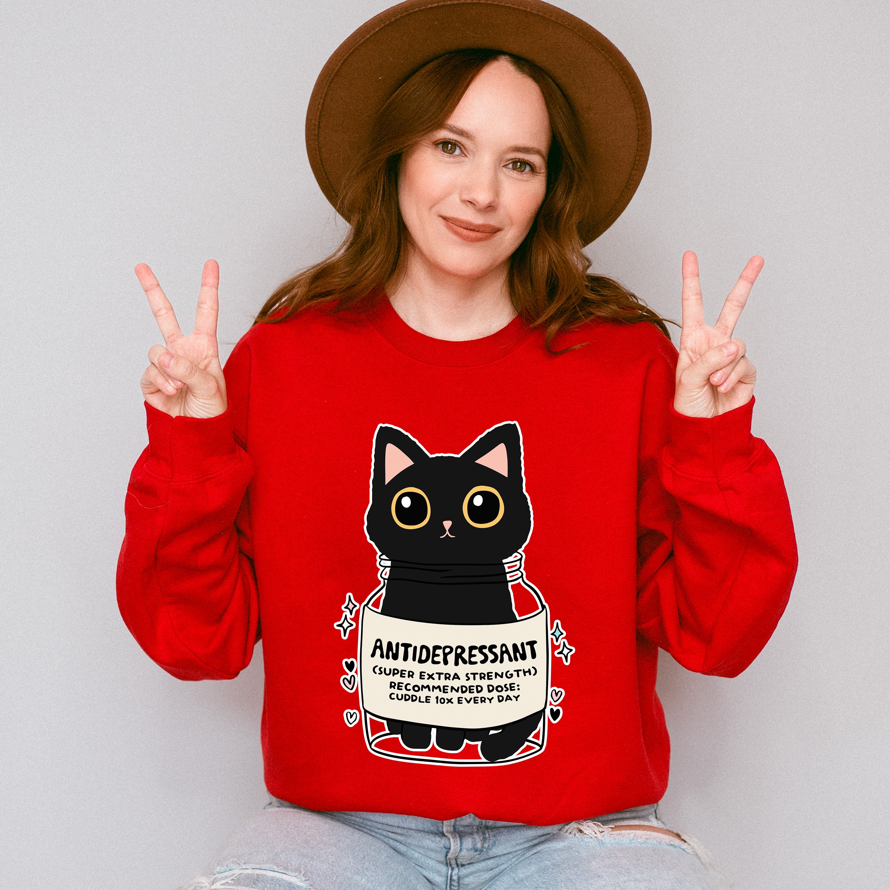 Antidepressant Cat - Mental Health Unisex Crewneck T-Shirt Sweatshirt Hoodie
