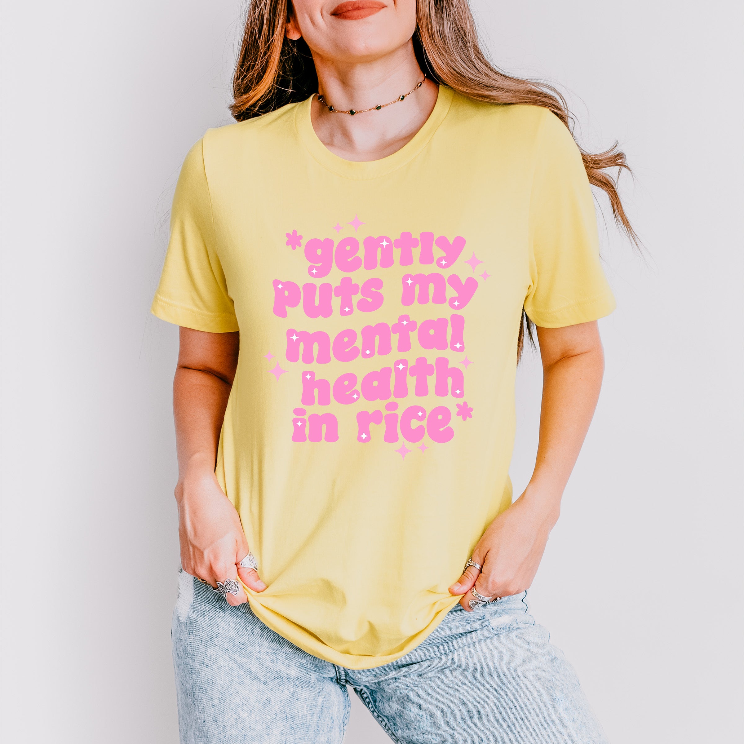 Gently Puts My Mental Health In Rice - Mental Health Unisex Crewneck T-Shirt Sweatshirt Hoodie