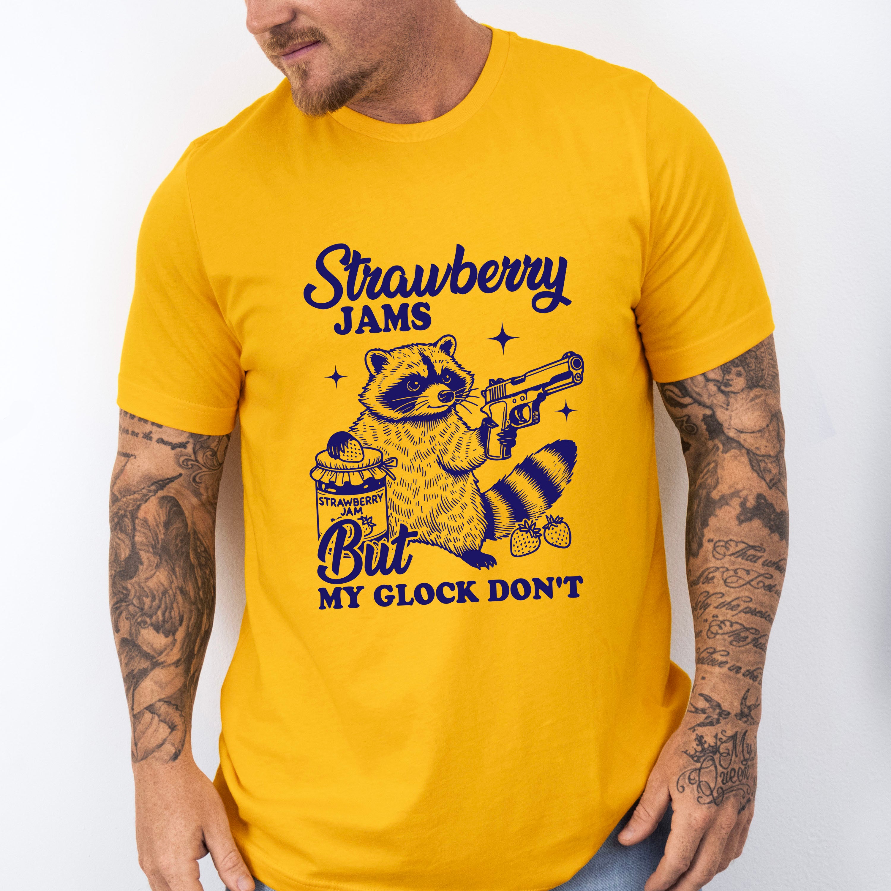 Strawberry Jams But My Glock Don't - Funny Unisex Crewneck T-Shirt Sweatshirt Hoodie