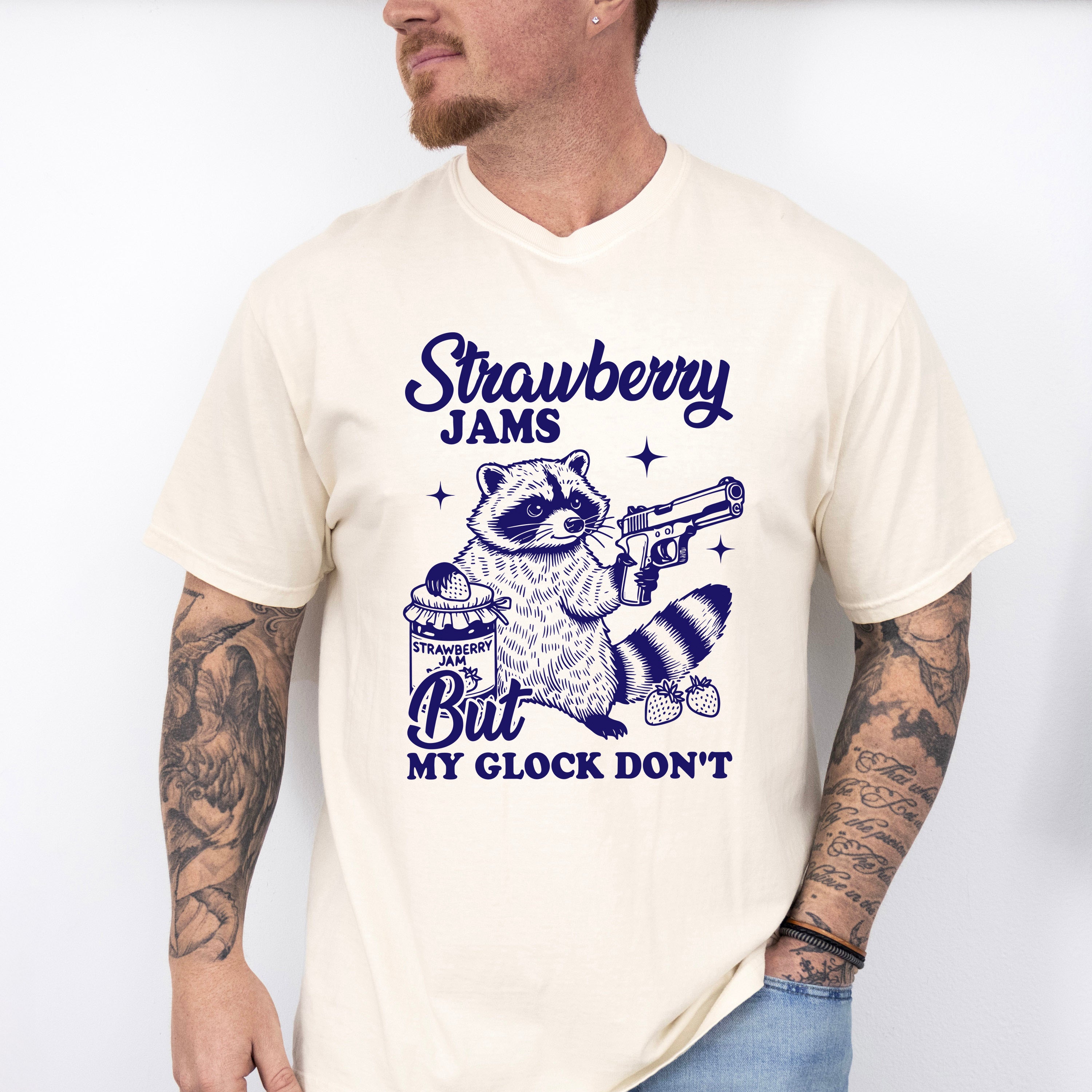 Strawberry Jams But My Glock Don't - Funny Unisex Crewneck T-Shirt Sweatshirt Hoodie