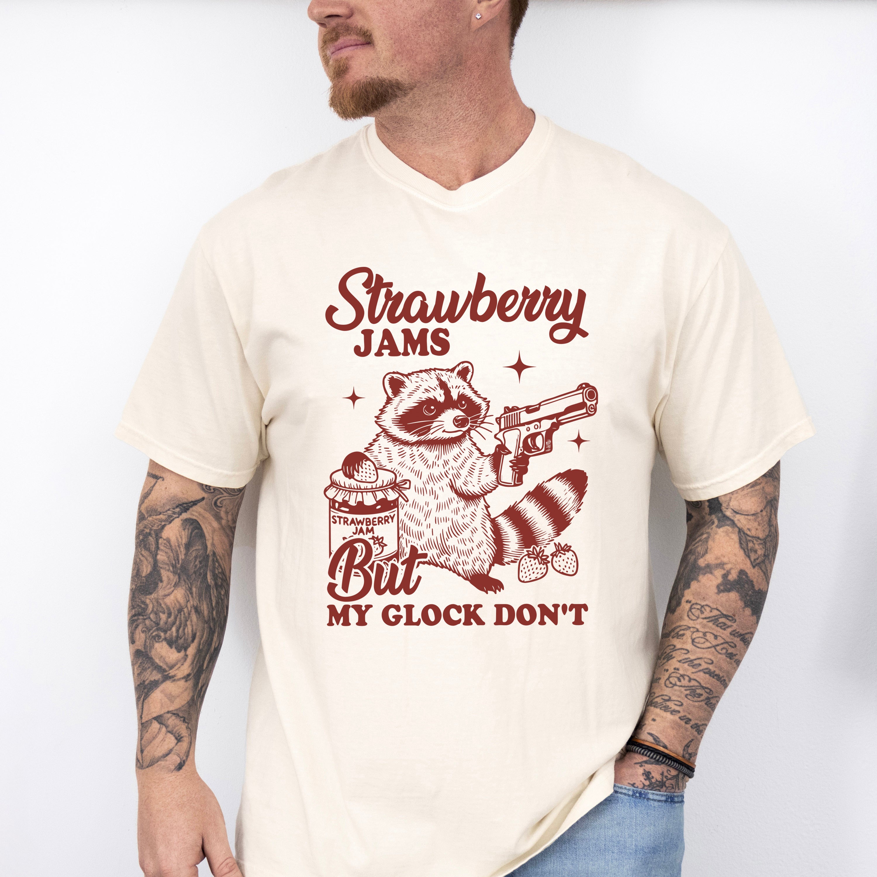 Strawberry Jams But My Glock Don't - Funny Unisex Crewneck T-Shirt Sweatshirt Hoodie