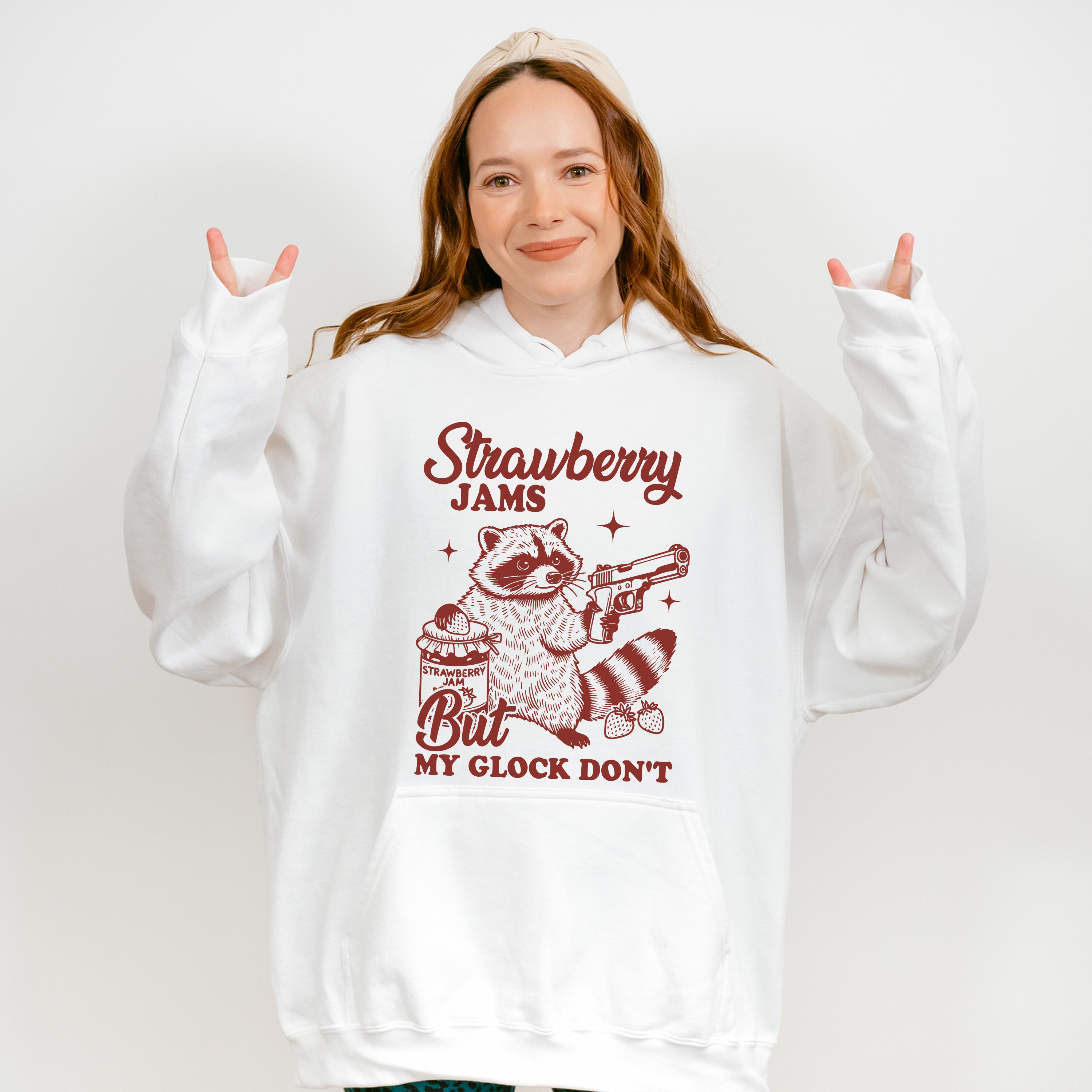 Strawberry Jams But My Glock Don't - Funny Unisex Crewneck T-Shirt Sweatshirt Hoodie