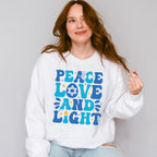 Peace Love And Light - Hanukkah Unisex Crewneck T-Shirt Sweatshirt Hoodie