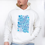 Hanukkah Vibes Smiley Blue Design - Hanukkah Unisex Crewneck T-Shirt Sweatshirt Hoodie