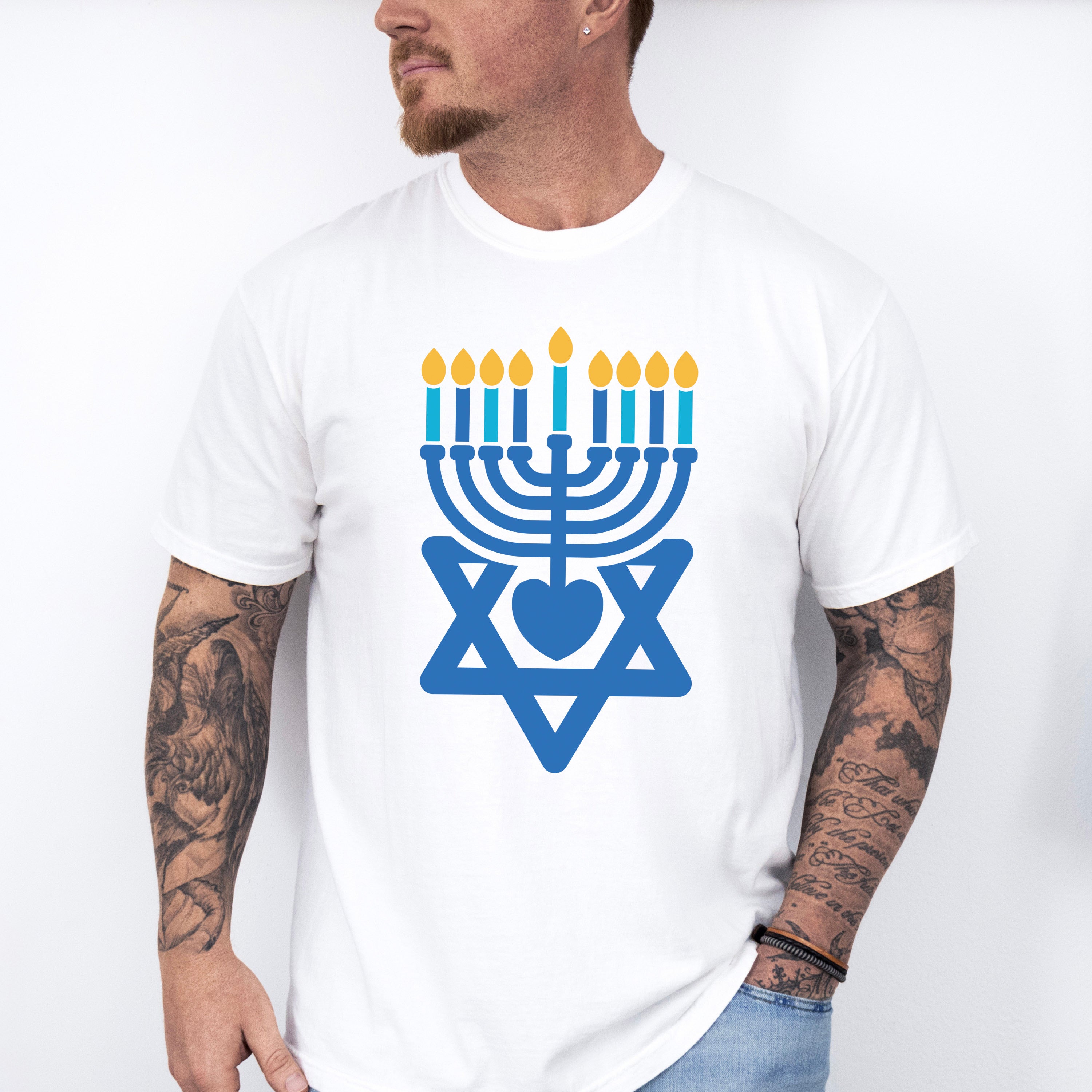 Candles Star Heart - Hanukkah Unisex Crewneck T-Shirt Sweatshirt Hoodie