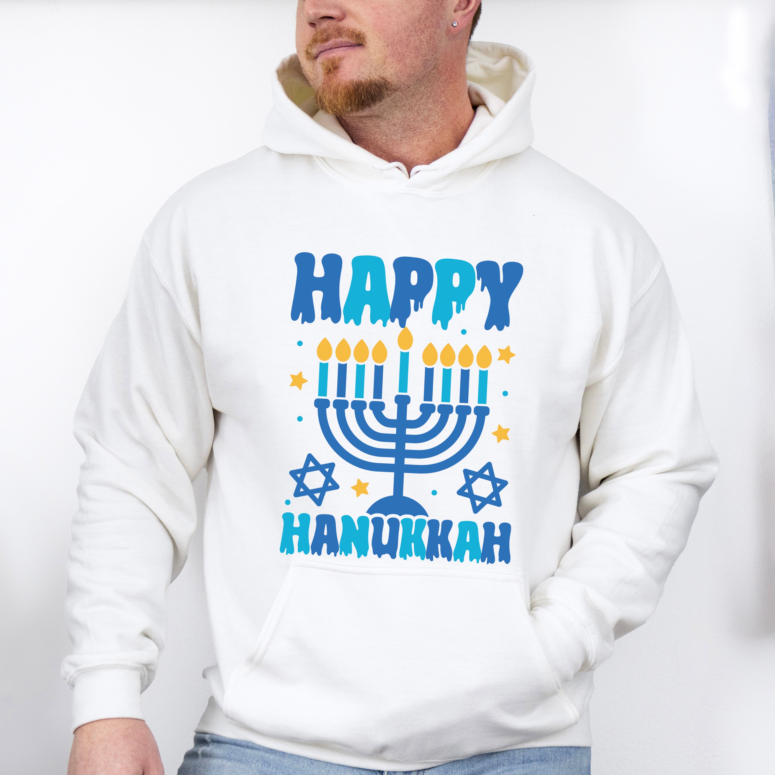 Happy Hanukkah Stars - Hanukkah Unisex Crewneck T-Shirt Sweatshirt Hoodie