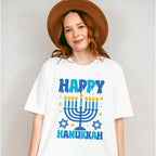 Happy Hanukkah Stars - Hanukkah Unisex Crewneck T-Shirt Sweatshirt Hoodie