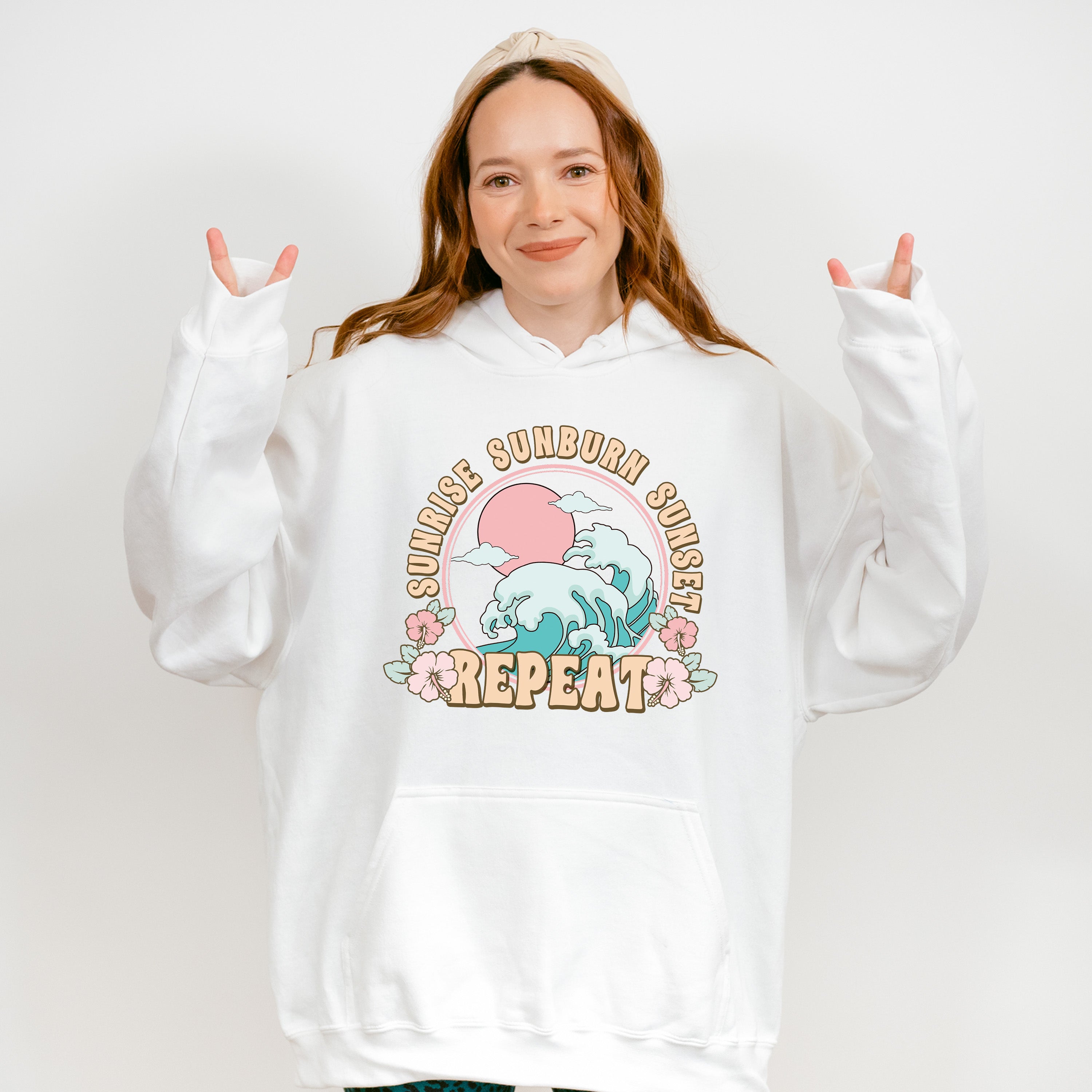 Sunrise Sunburn Sunset Repeat Design - Summer Theme Unisex Crewneck T-Shirt Sweatshirt Hoodie