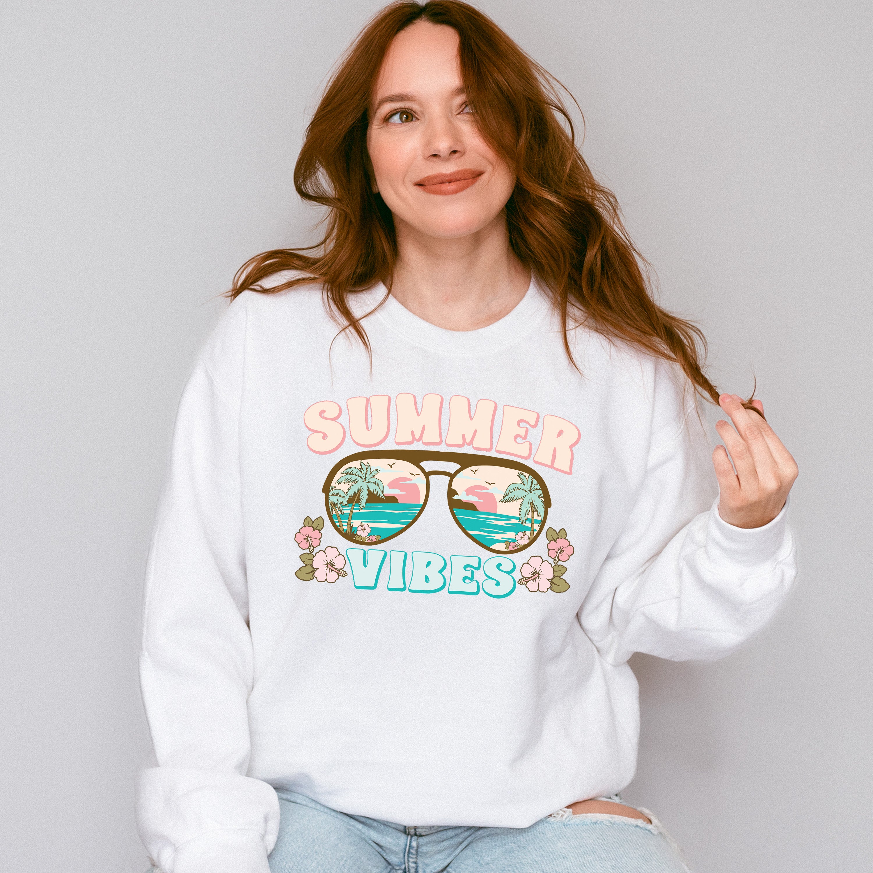 Summer Vibes Design - Summer Theme Unisex Crewneck T-Shirt Sweatshirt Hoodie