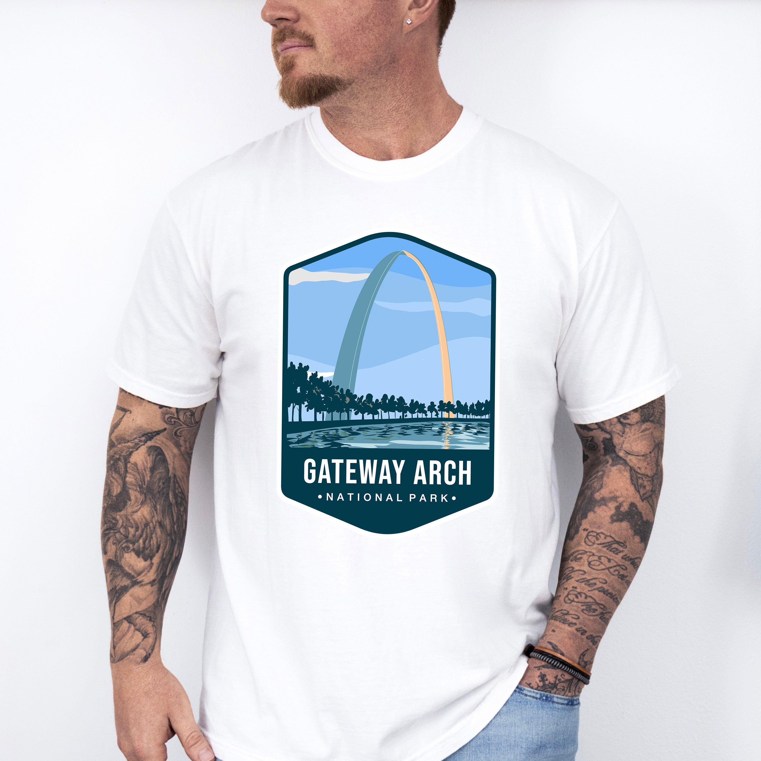Gateway Arch National Park Colorful Design - National Parks Unisex Crewneck T-Shirt Sweatshirt Hoodie