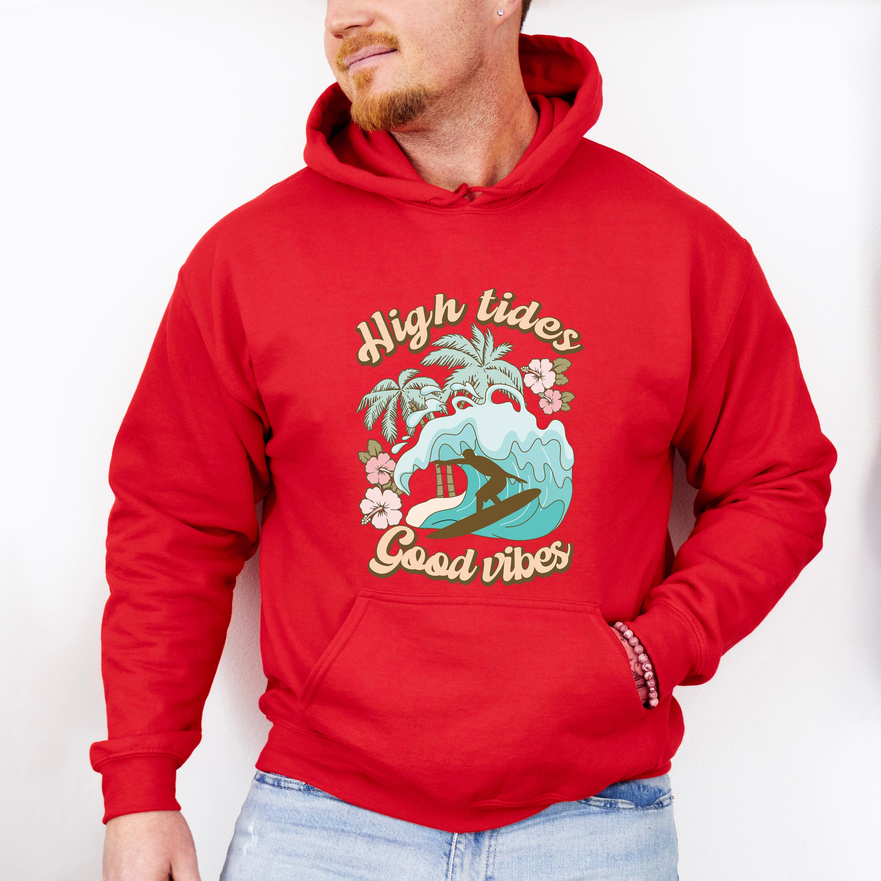 High Tides Good Vibes Design - Summer Theme Unisex Crewneck T-Shirt Sweatshirt Hoodie