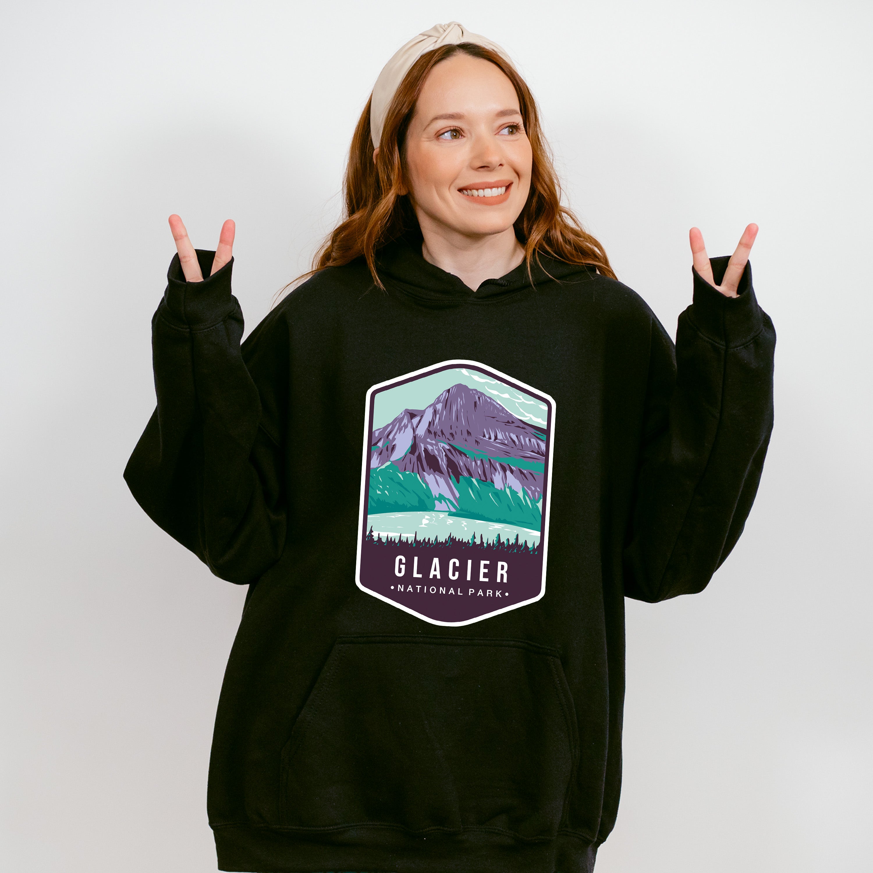 Glacier National Park Colorful Design - National Parks Unisex Crewneck T-Shirt Sweatshirt Hoodie