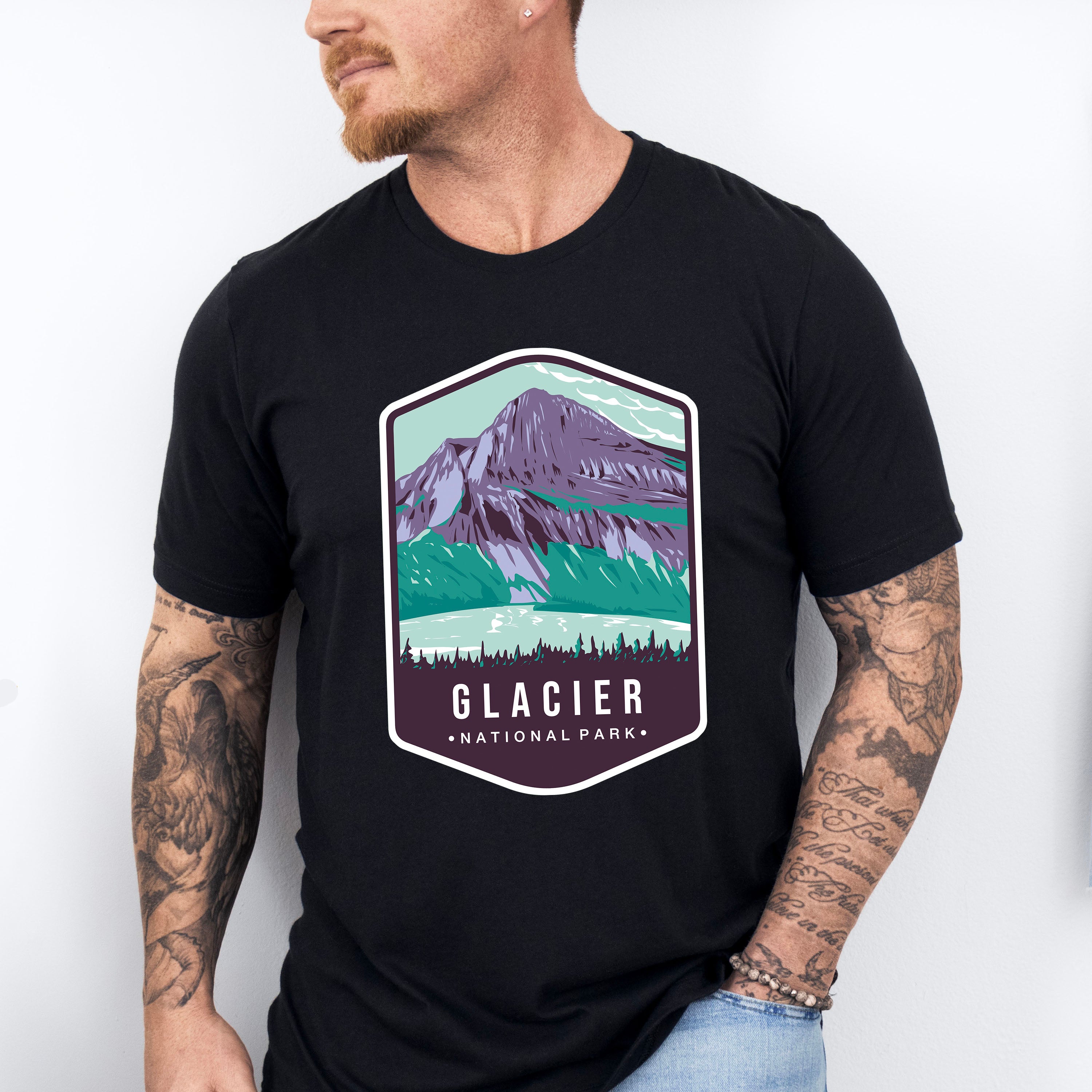 Glacier National Park Colorful Design - National Parks Unisex Crewneck T-Shirt Sweatshirt Hoodie