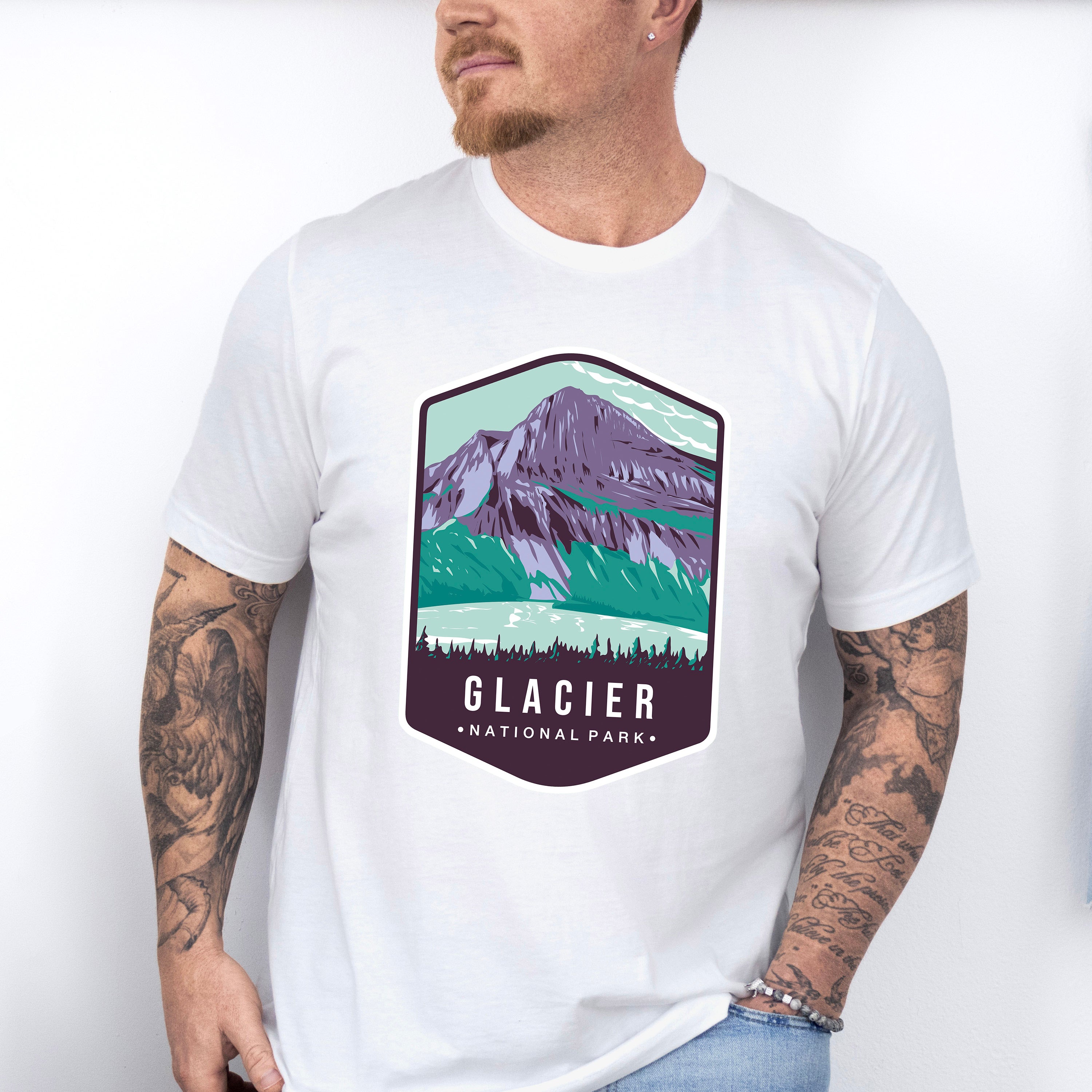 Glacier National Park Colorful Design - National Parks Unisex Crewneck T-Shirt Sweatshirt Hoodie