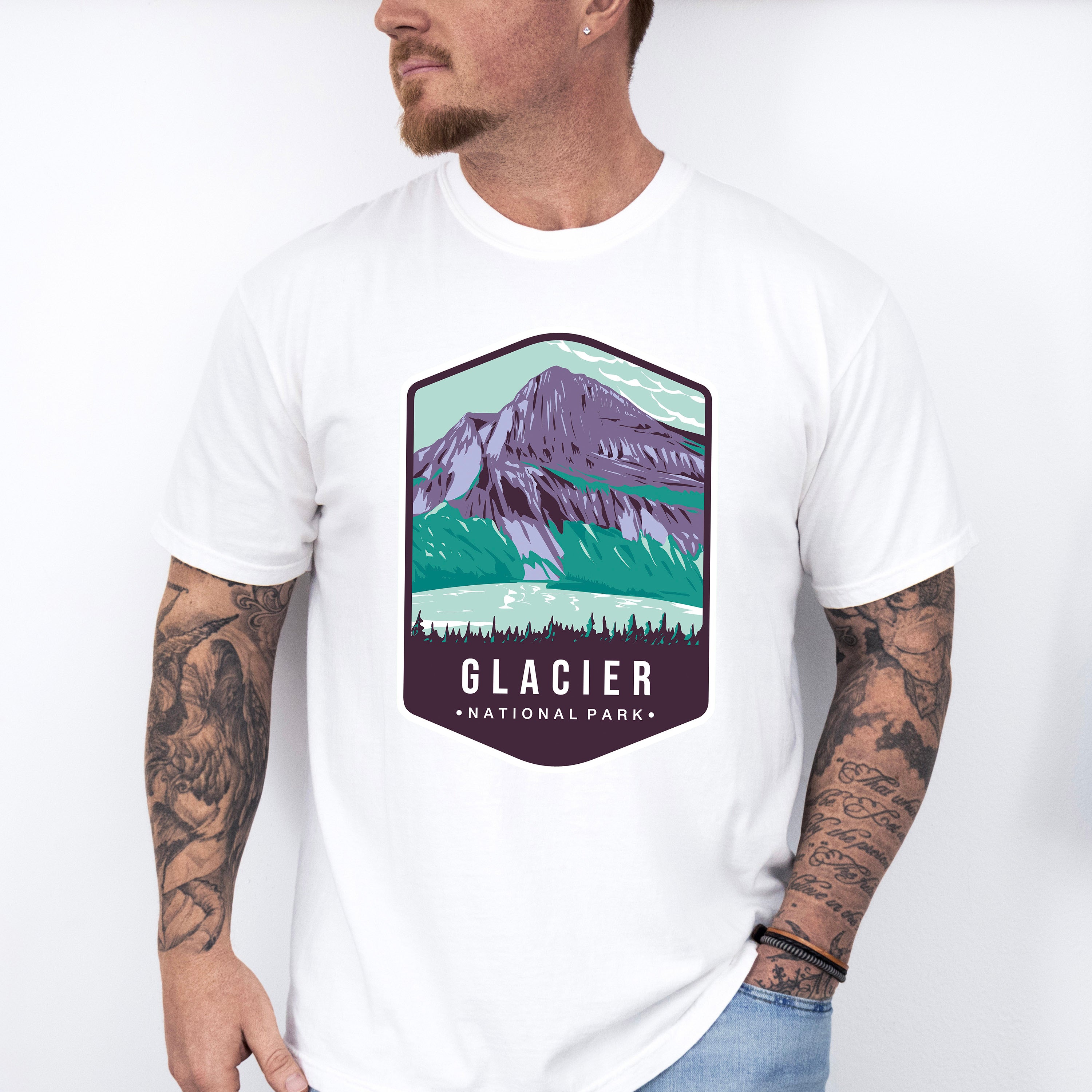 Glacier National Park Colorful Design - National Parks Unisex Crewneck T-Shirt Sweatshirt Hoodie