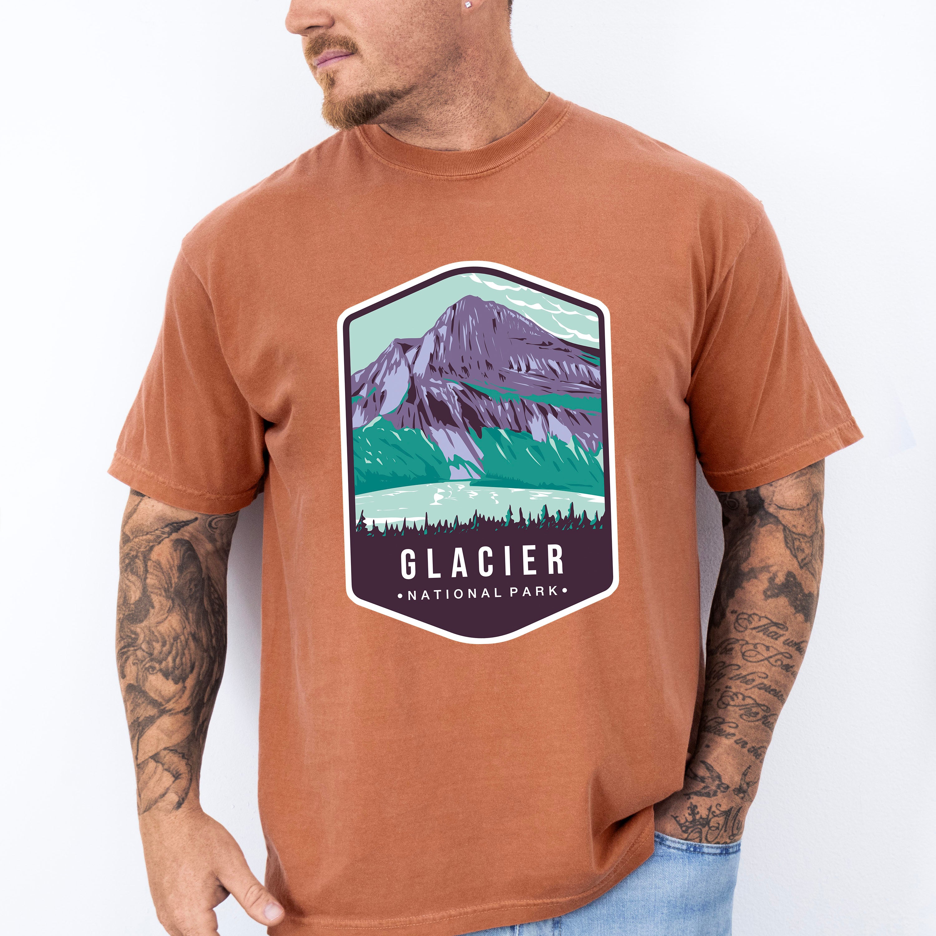 Glacier National Park Colorful Design - National Parks Unisex Crewneck T-Shirt Sweatshirt Hoodie