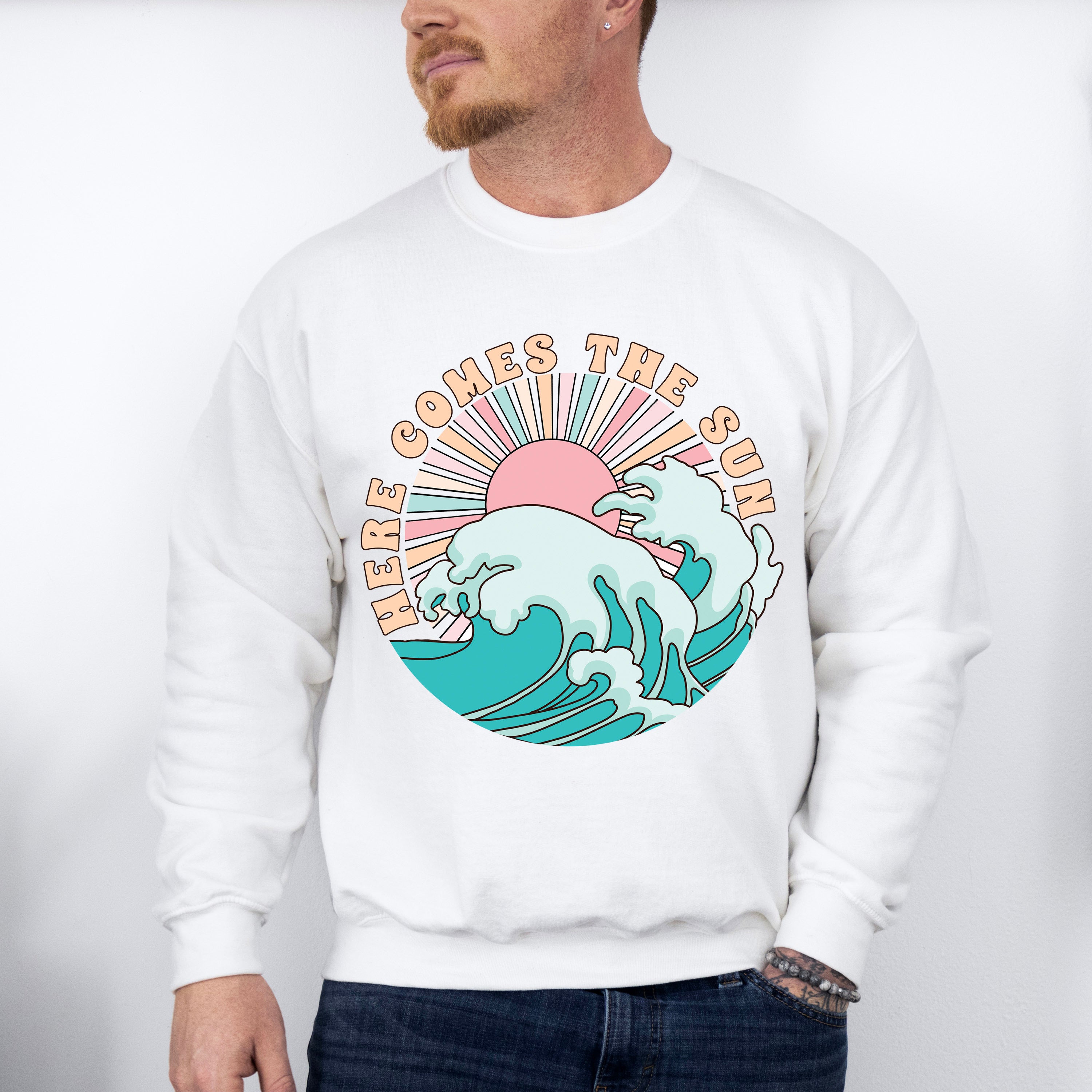 Here Comes The Sun Design - Summer Theme Unisex Crewneck T-Shirt Sweatshirt Hoodie
