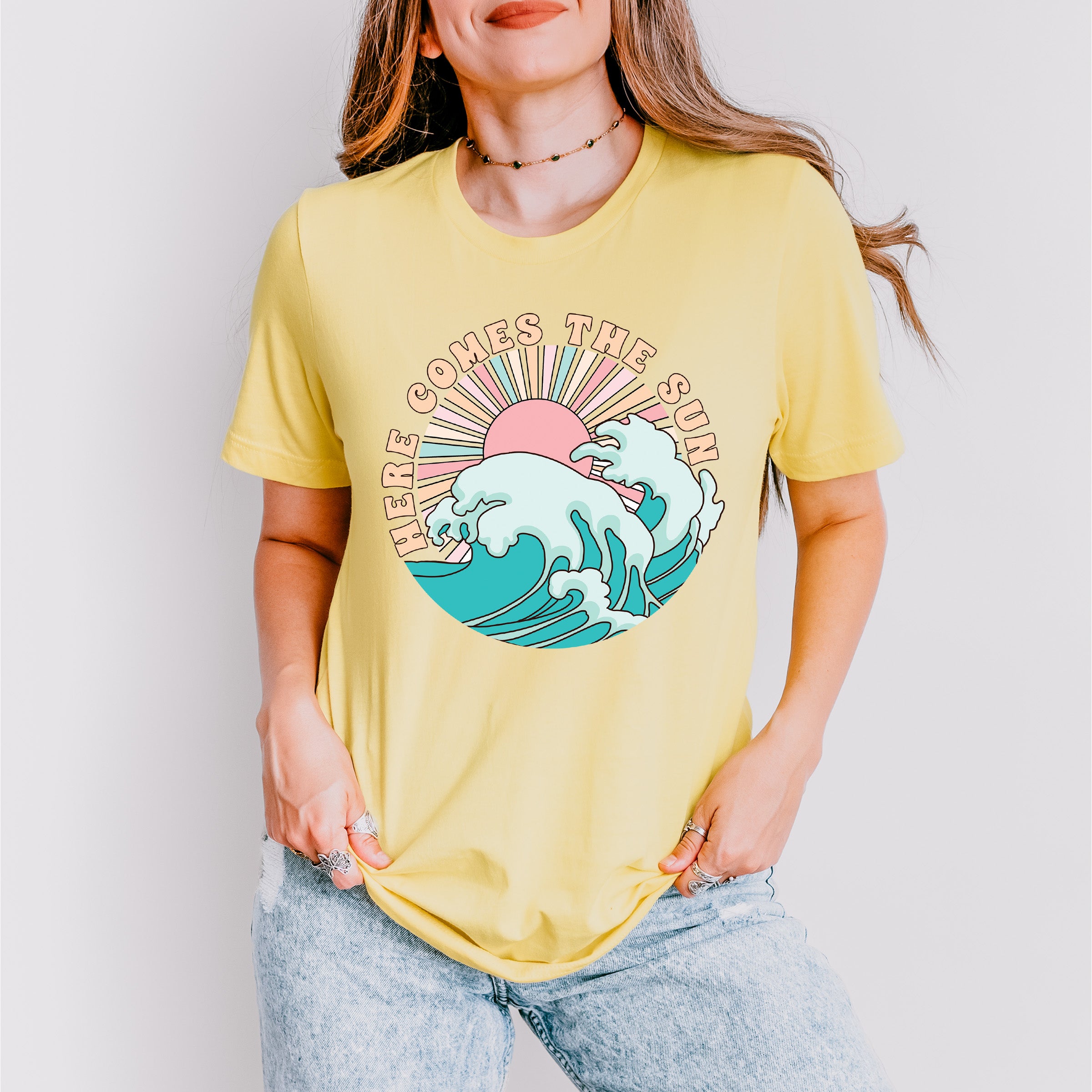 Here Comes The Sun Design - Summer Theme Unisex Crewneck T-Shirt Sweatshirt Hoodie