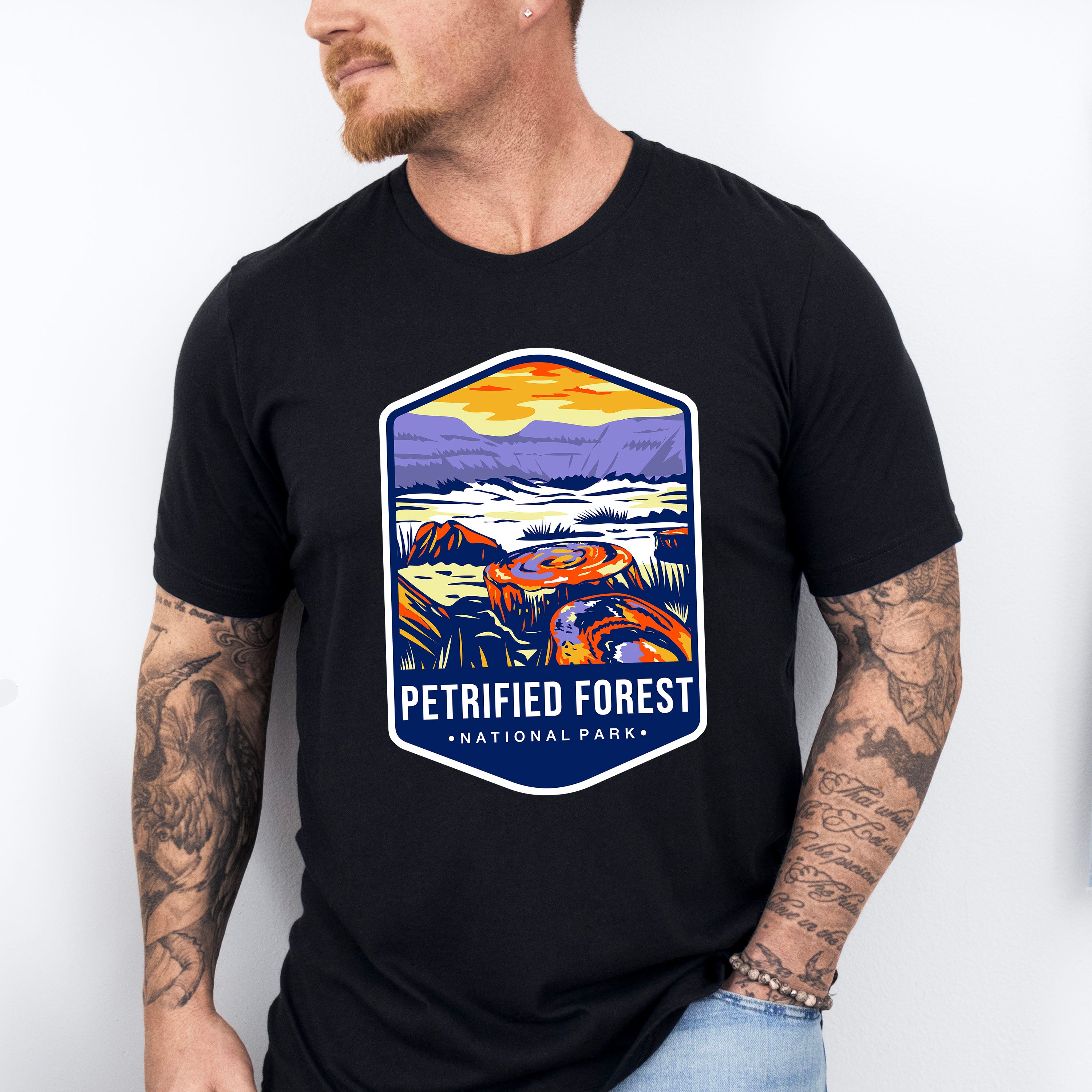 Petrified Forest National Park Blue Design - National Parks Unisex Crewneck T-Shirt Sweatshirt Hoodie