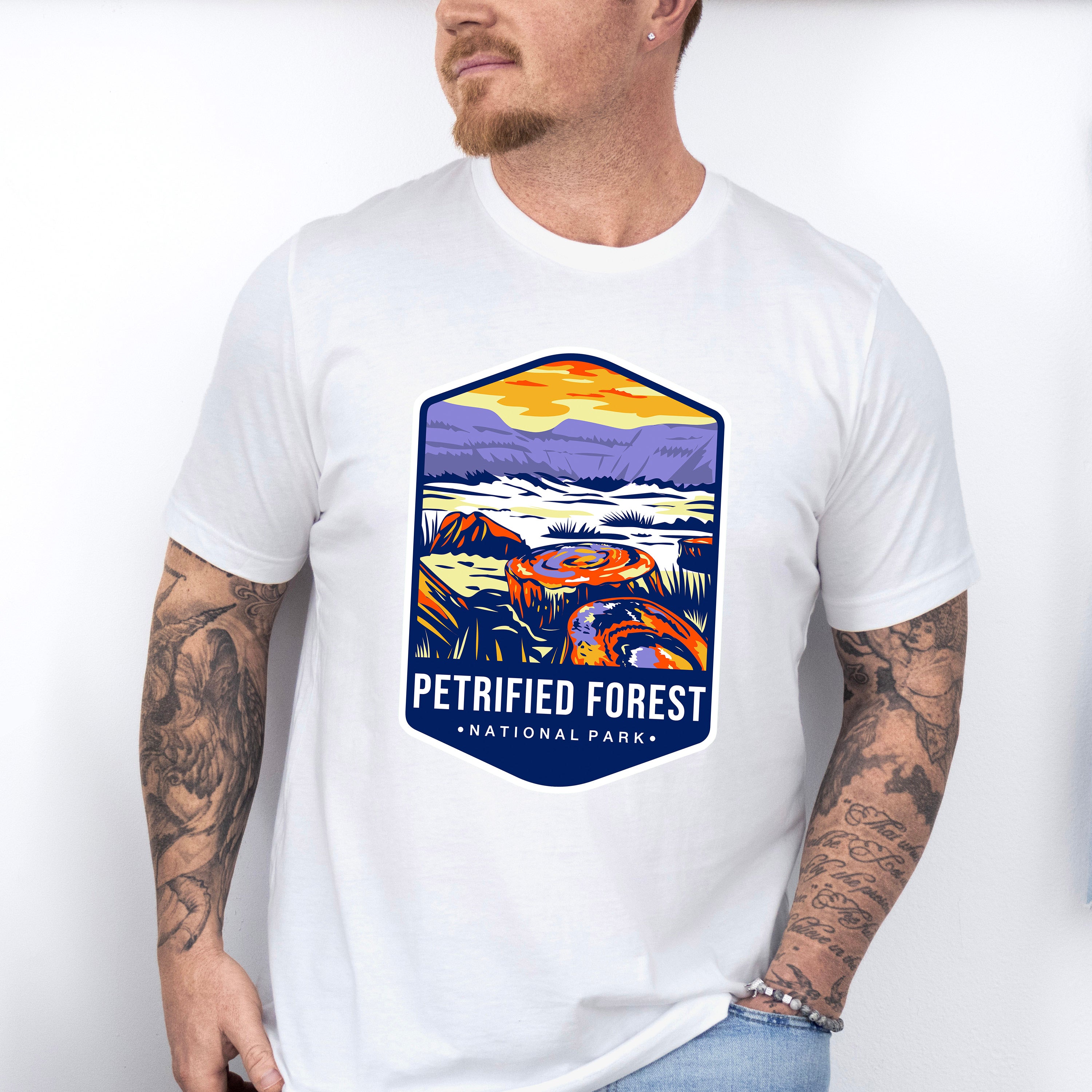 Petrified Forest National Park Blue Design - National Parks Unisex Crewneck T-Shirt Sweatshirt Hoodie