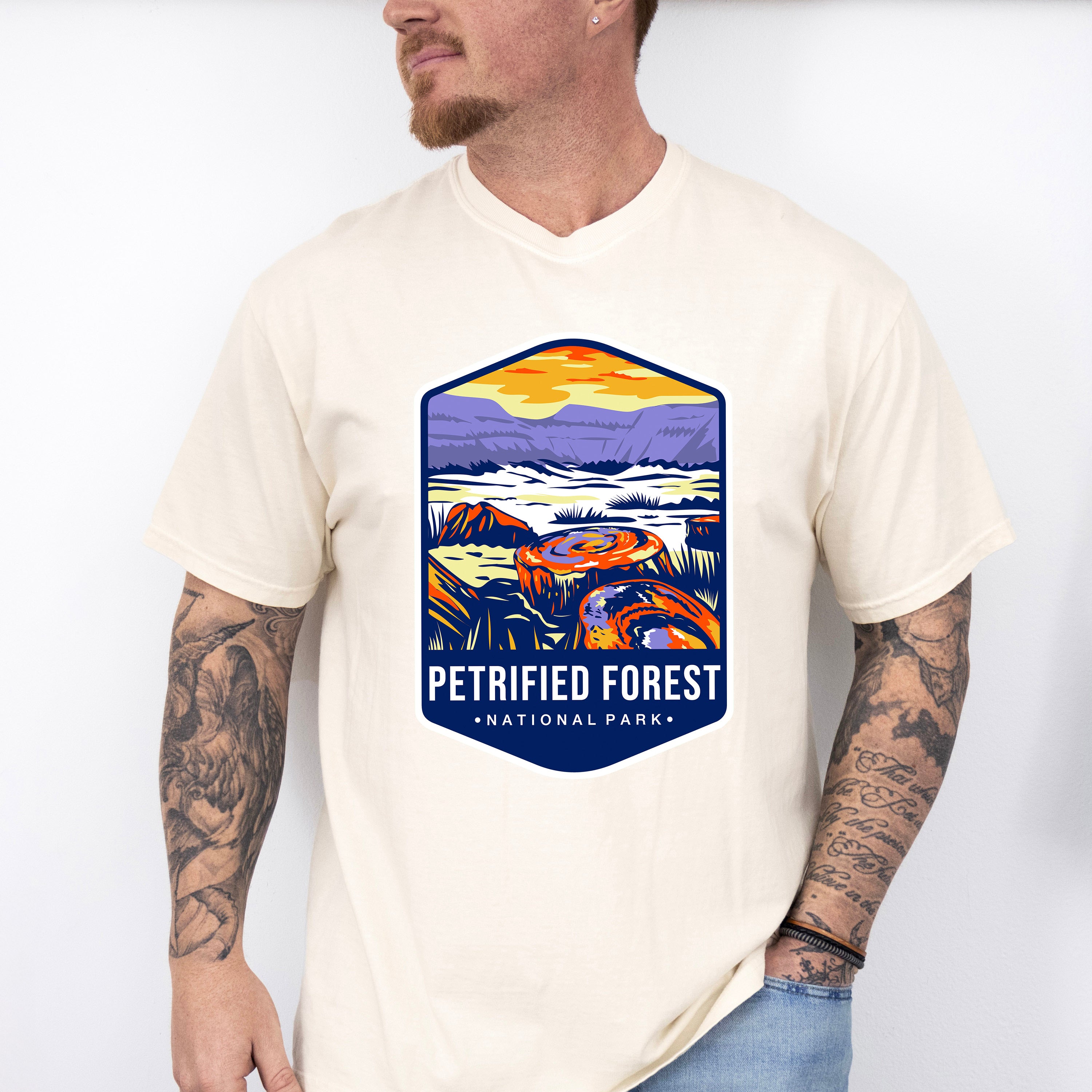 Petrified Forest National Park Blue Design - National Parks Unisex Crewneck T-Shirt Sweatshirt Hoodie