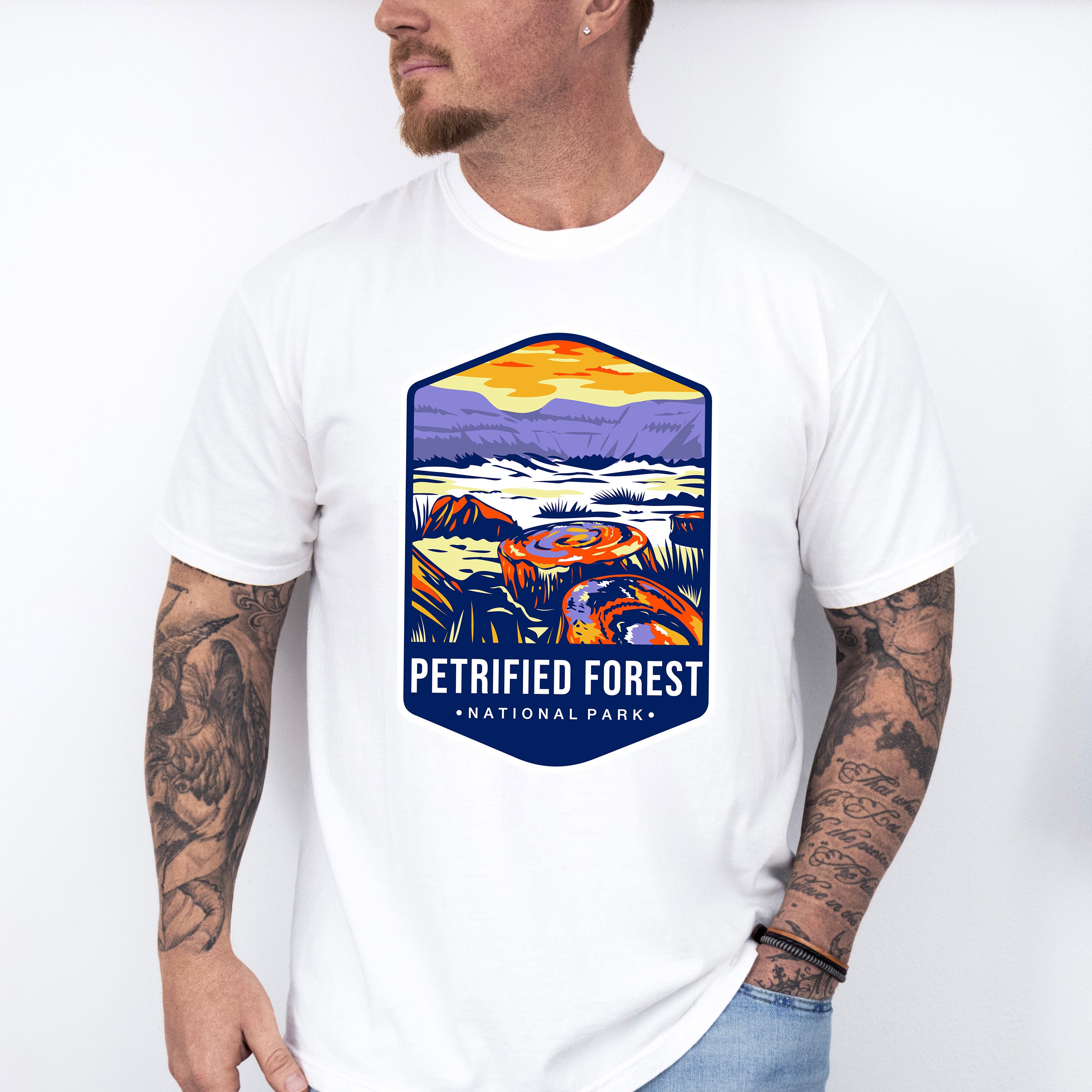 Petrified Forest National Park Blue Design - National Parks Unisex Crewneck T-Shirt Sweatshirt Hoodie