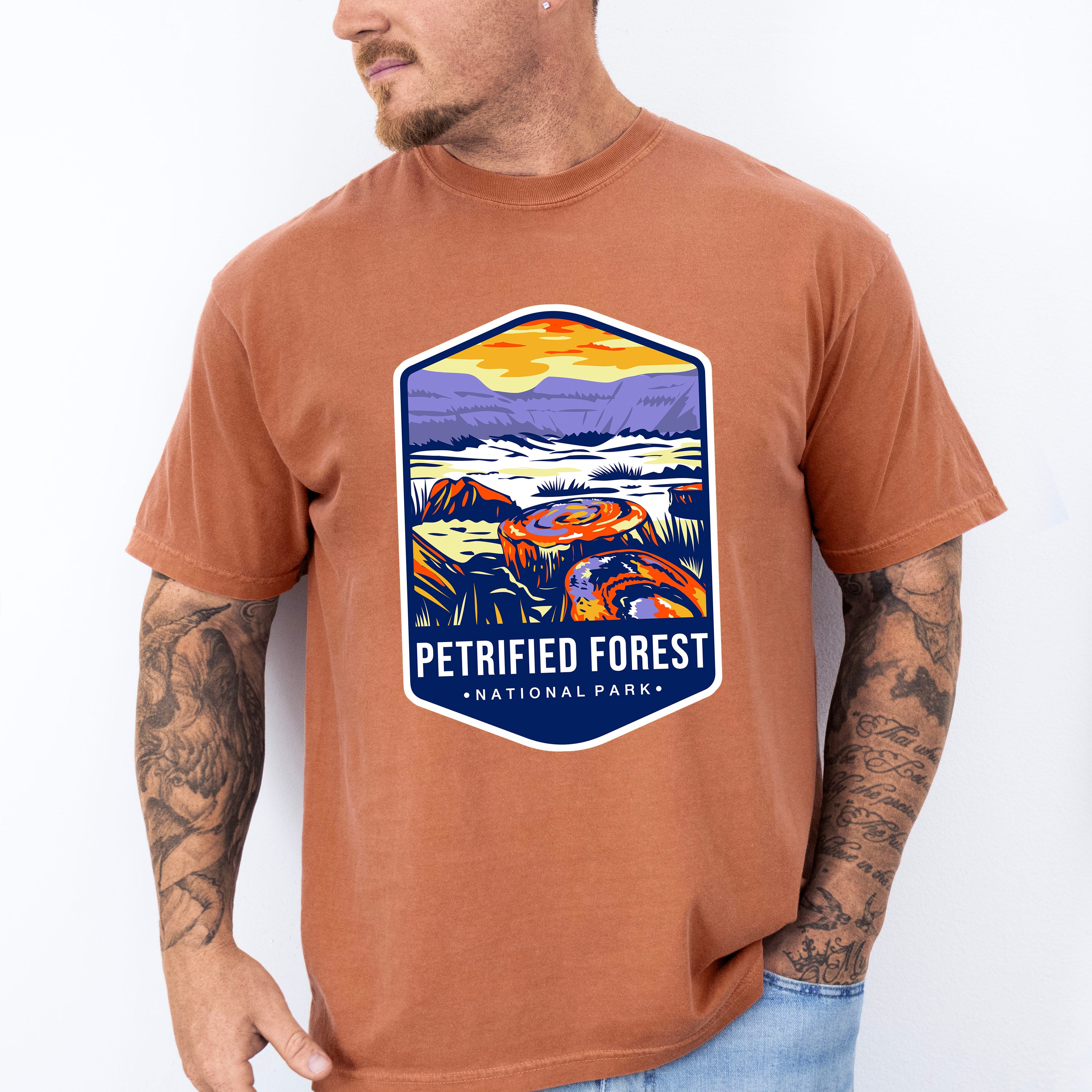 Petrified Forest National Park Blue Design - National Parks Unisex Crewneck T-Shirt Sweatshirt Hoodie