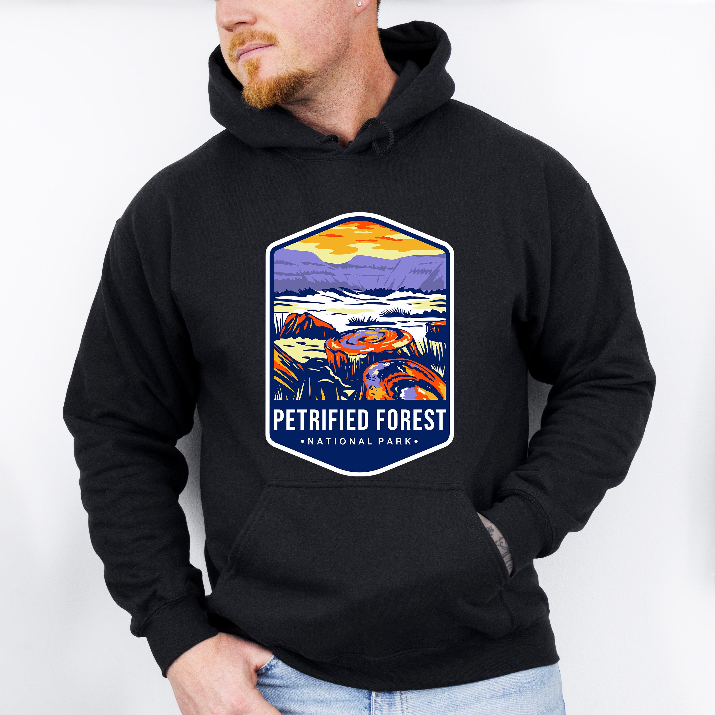 Petrified Forest National Park Blue Design - National Parks Unisex Crewneck T-Shirt Sweatshirt Hoodie