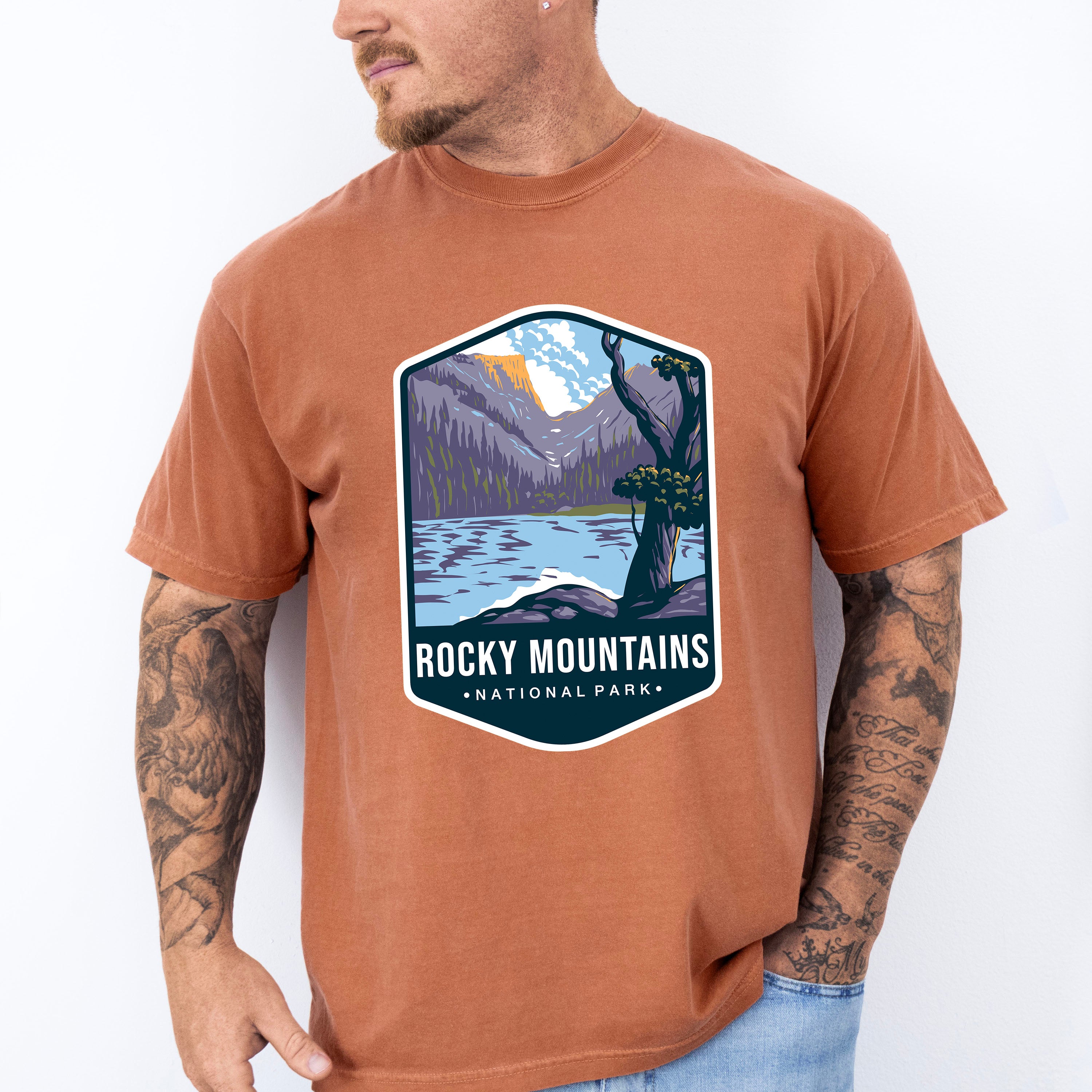 Rocky Mountains National Park Colorful Design - National Parks Unisex Crewneck T-Shirt Sweatshirt Hoodie