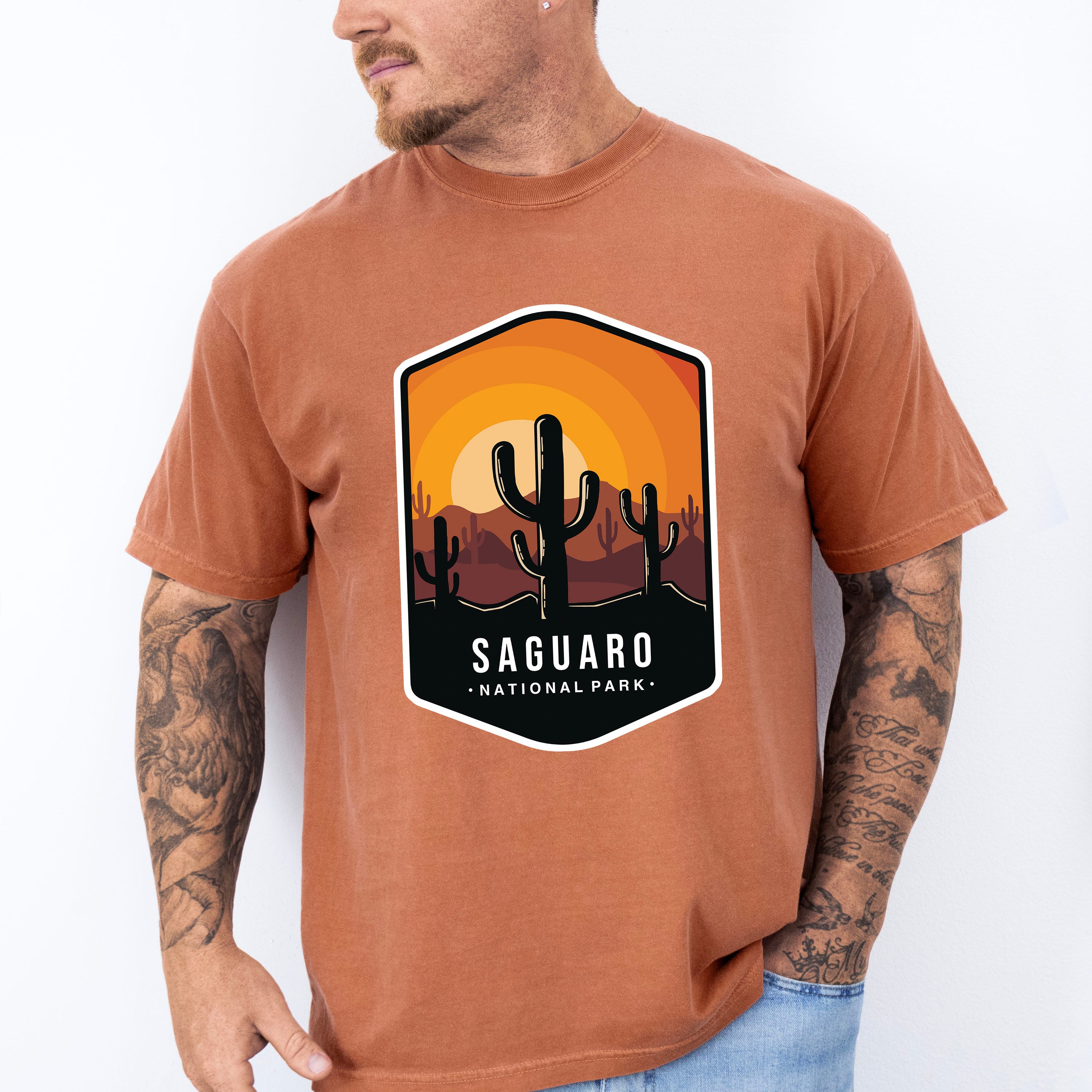 Saguaro National Park Colorful Design - National Parks Unisex Crewneck T-Shirt Sweatshirt Hoodie